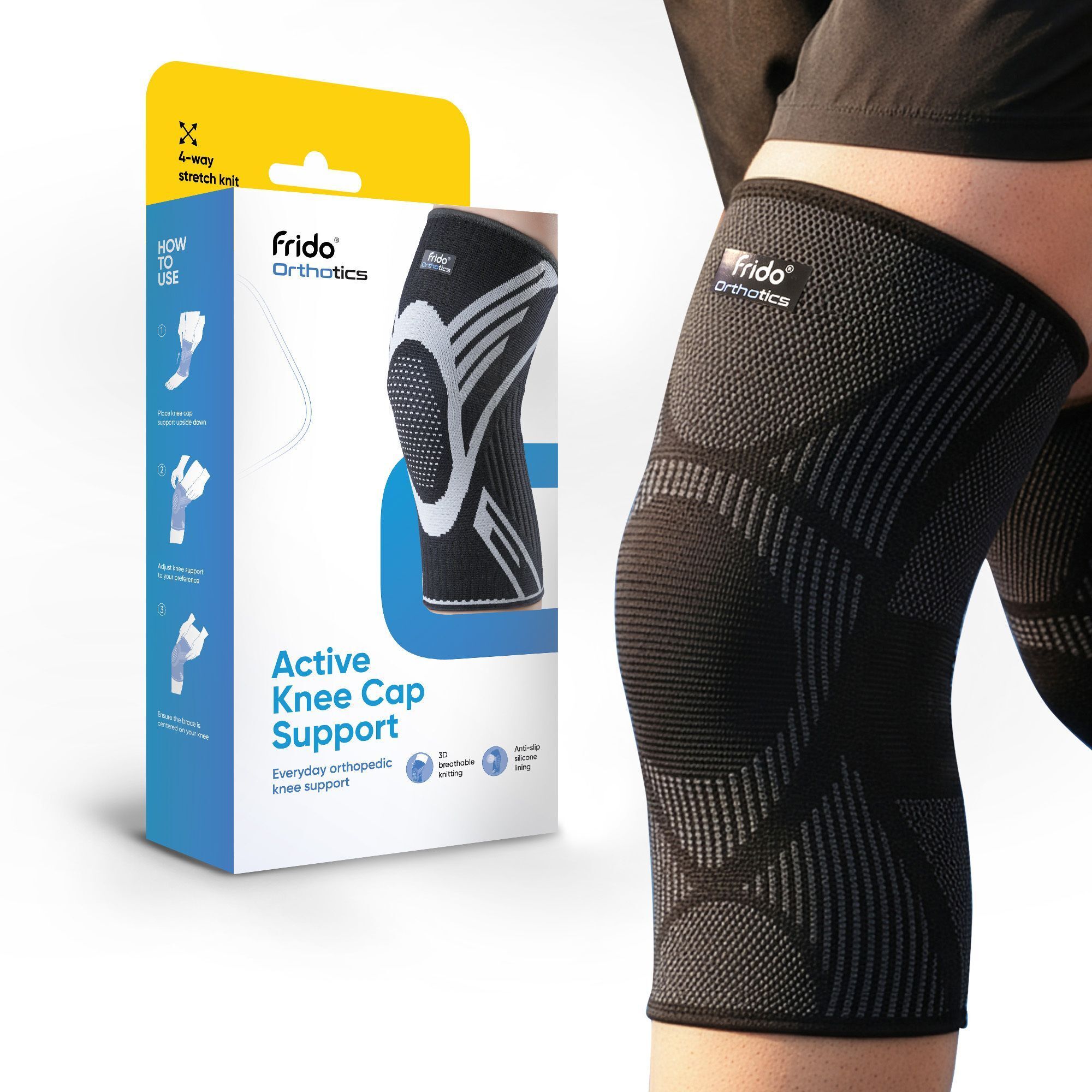 frido Active Knee Cap for Pain Relief, Joint Support & Injury Recovery, Core Black, L Knee Support-picture-24