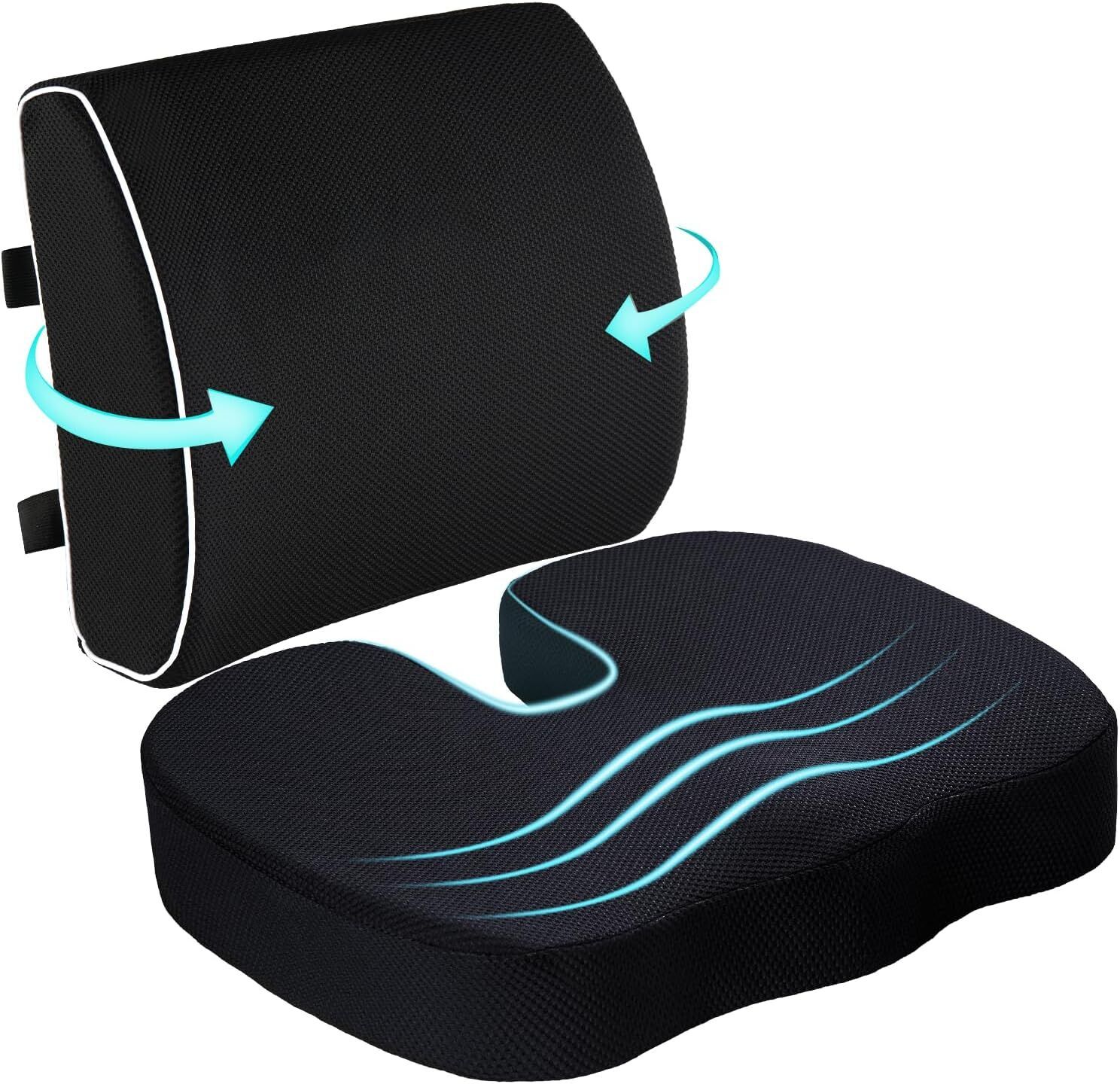curasia Orthopedic Seat Cushion and Lumbar Support Pillow for Office Chair - BLACK COMBO Back / Lumbar Support-picture-10