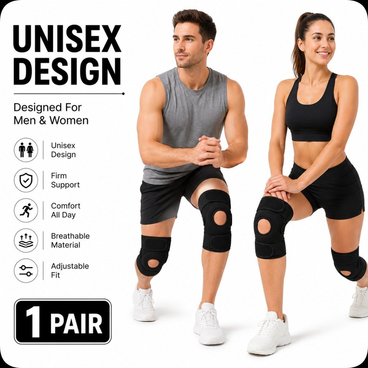 1 Pair Neoprene Flexible Knee Protector for Adults Gym Compression Fit Calf Support-image-47