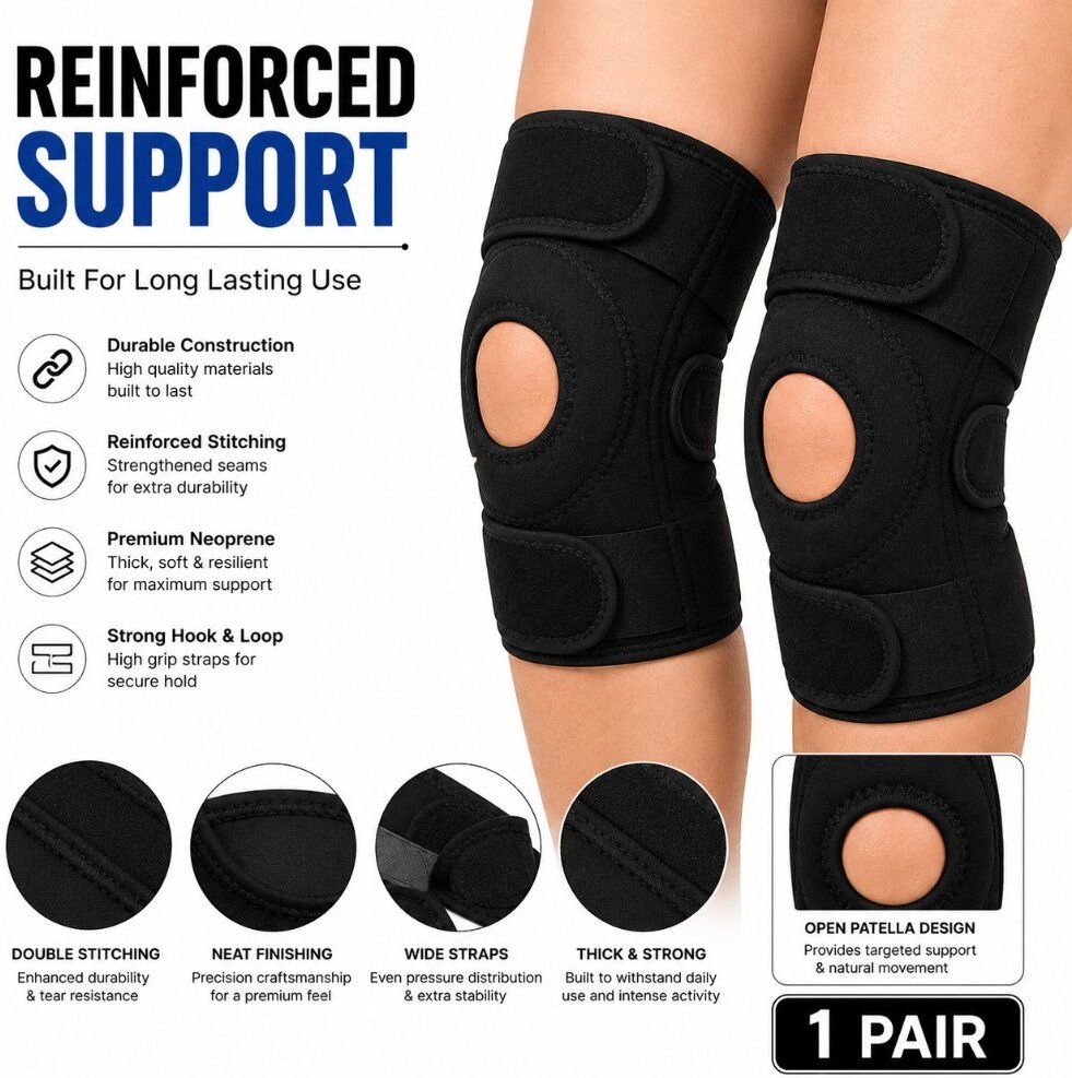 1 Pair Neoprene Breathable Knee Brace for Unisex Training Black Calf Support-image-26