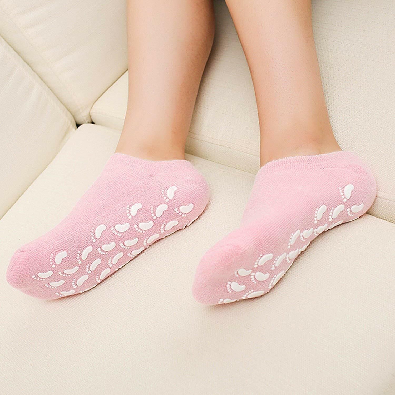 Spa Moisturizing Gel Socks For Dry Feet And Ankles - Helps Repair Cracked Skincare Gel Therapy And Softens Feet-image-1