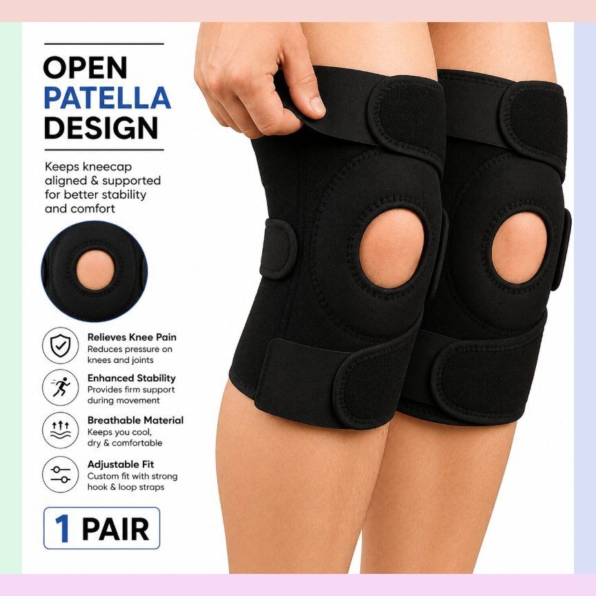 1 Pair Neoprene Flexible Gym Knee Brace for Adults Sports Black Calf Support-image-27