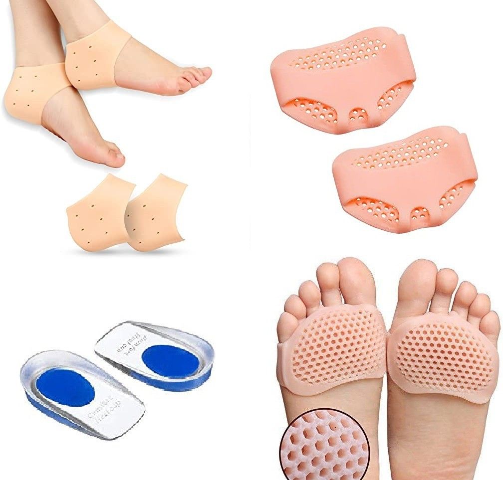 Silicon Gel Heel Pad For Pain Relief And Half Toe Sleev Heel Support (3 Pair) Heel Support-image-46