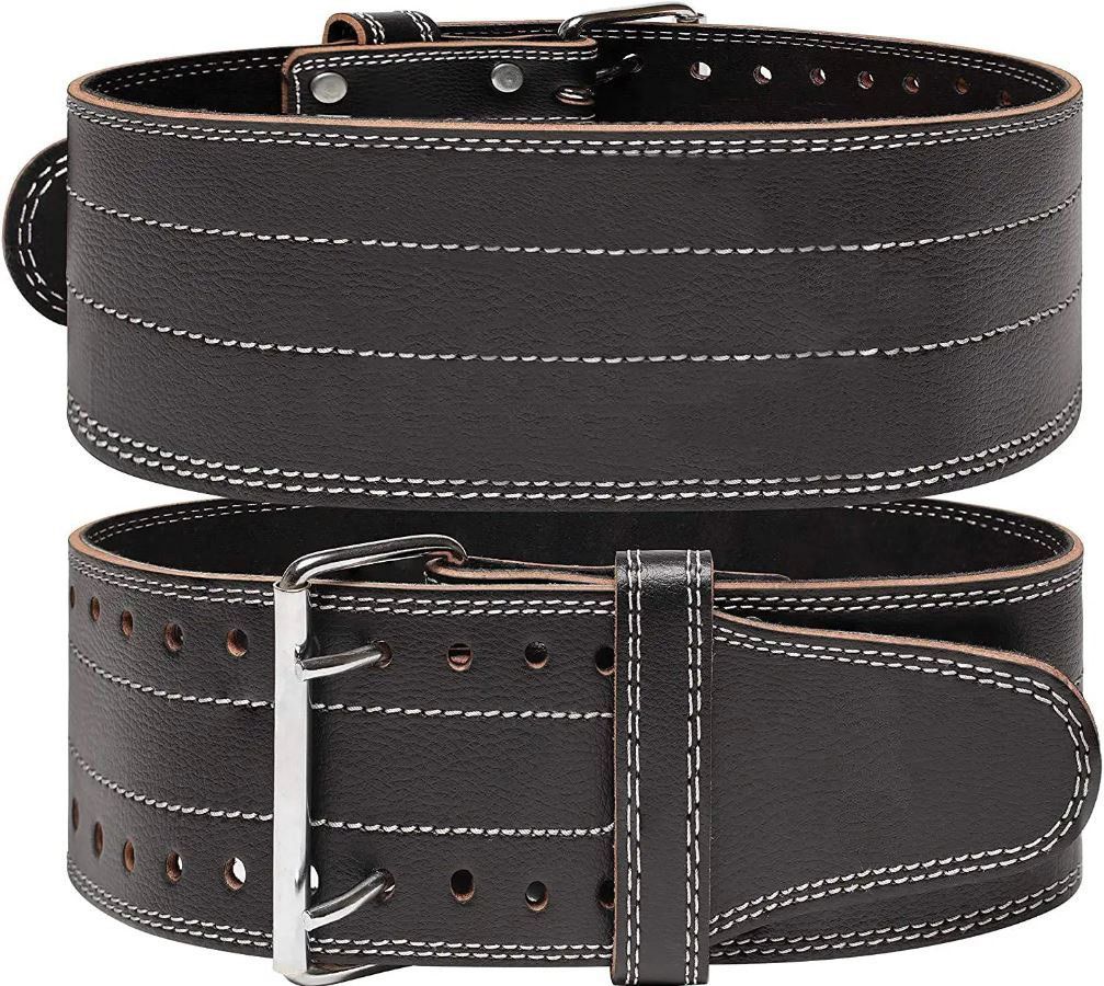 Weightlifting Gym Belt with Double Metal Prong for Fitness Workout Leather Abdominal Belt-image-43
