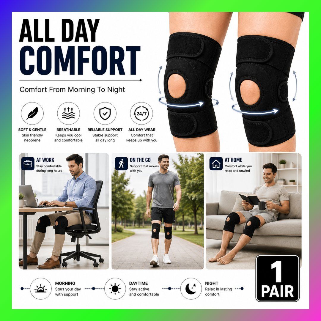 1 Pair Neoprene Flexible Knee Brace for Unisex Workout Open Patella Calf Support-image-49