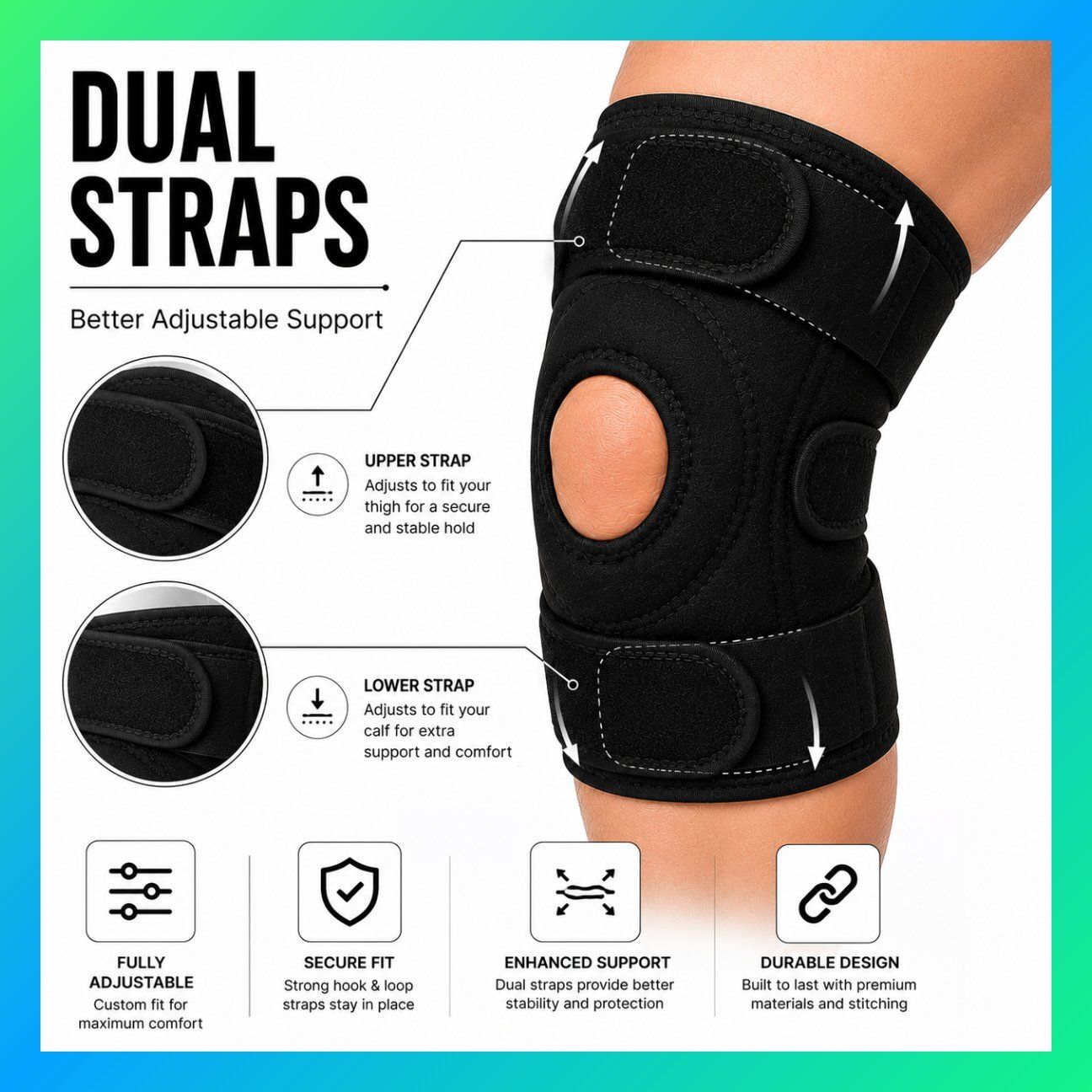 1 Pair Neoprene Breathable Gym Knee Brace for Adults Daily Wear Black Calf Support-image-24