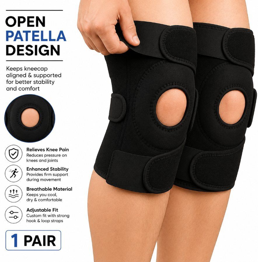 1 Pair Neoprene Breathable Knee Brace for Men Women Fitness Black Calf Support-image-43