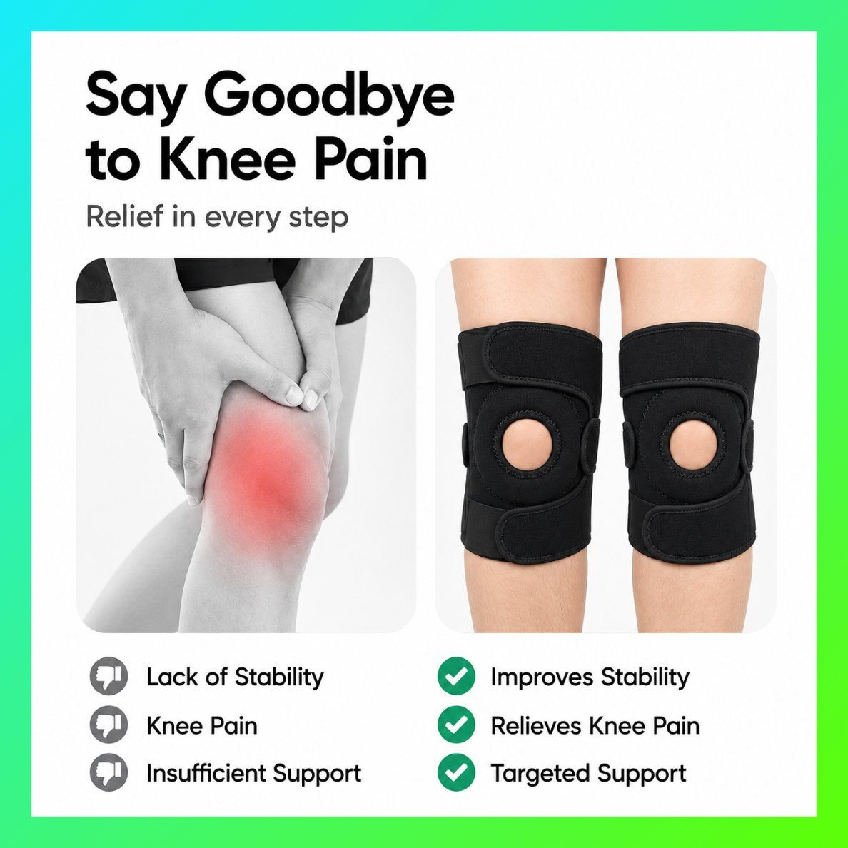 1 Pair Neoprene Adjustable Knee Brace for Adults Exercise Open Patella Calf Support-image-23