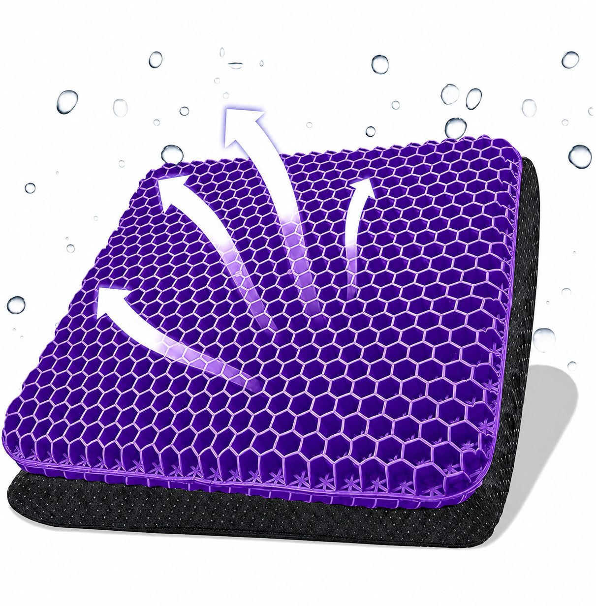 Double Thick Gel Seat Cushion for Chair, Car & Wheelchair Purple Back / Lumbar Support-image-19