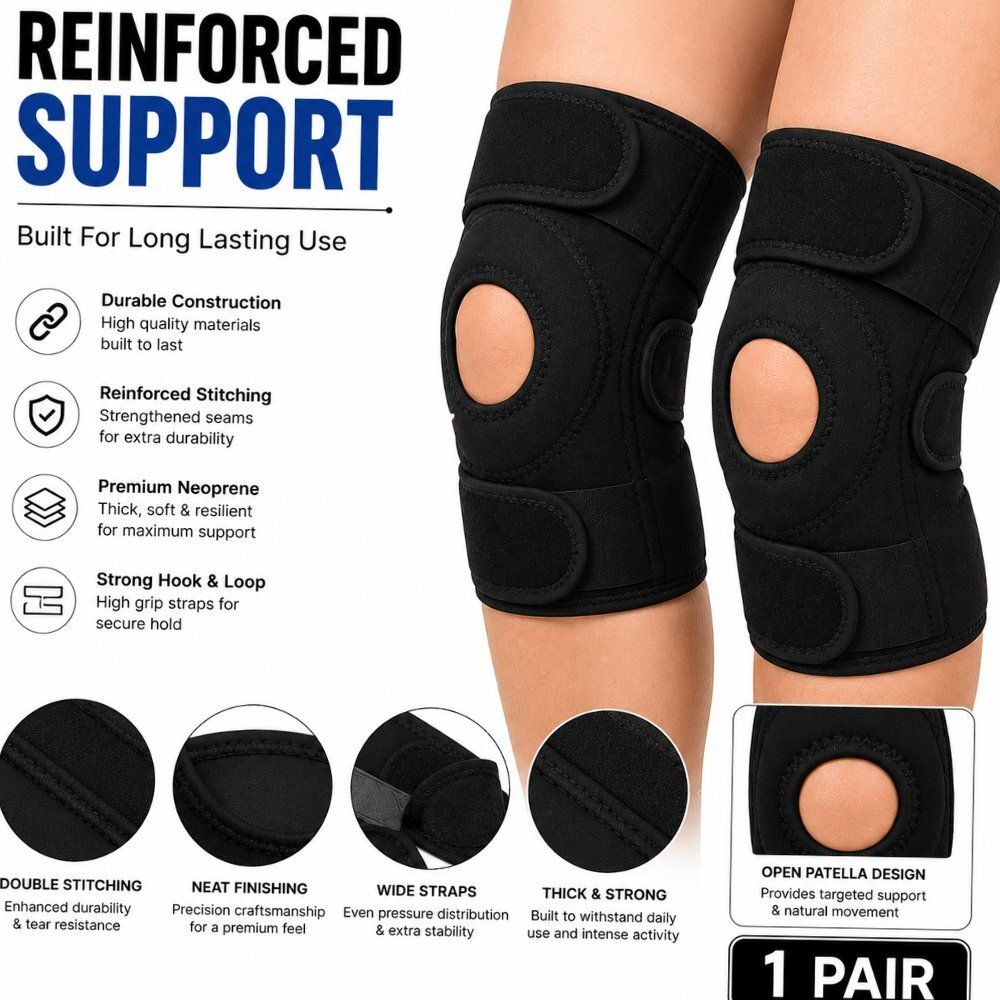 1 Pair Neoprene Breathable Knee Brace for Unisex Sports Open Patella Calf Support-image-48