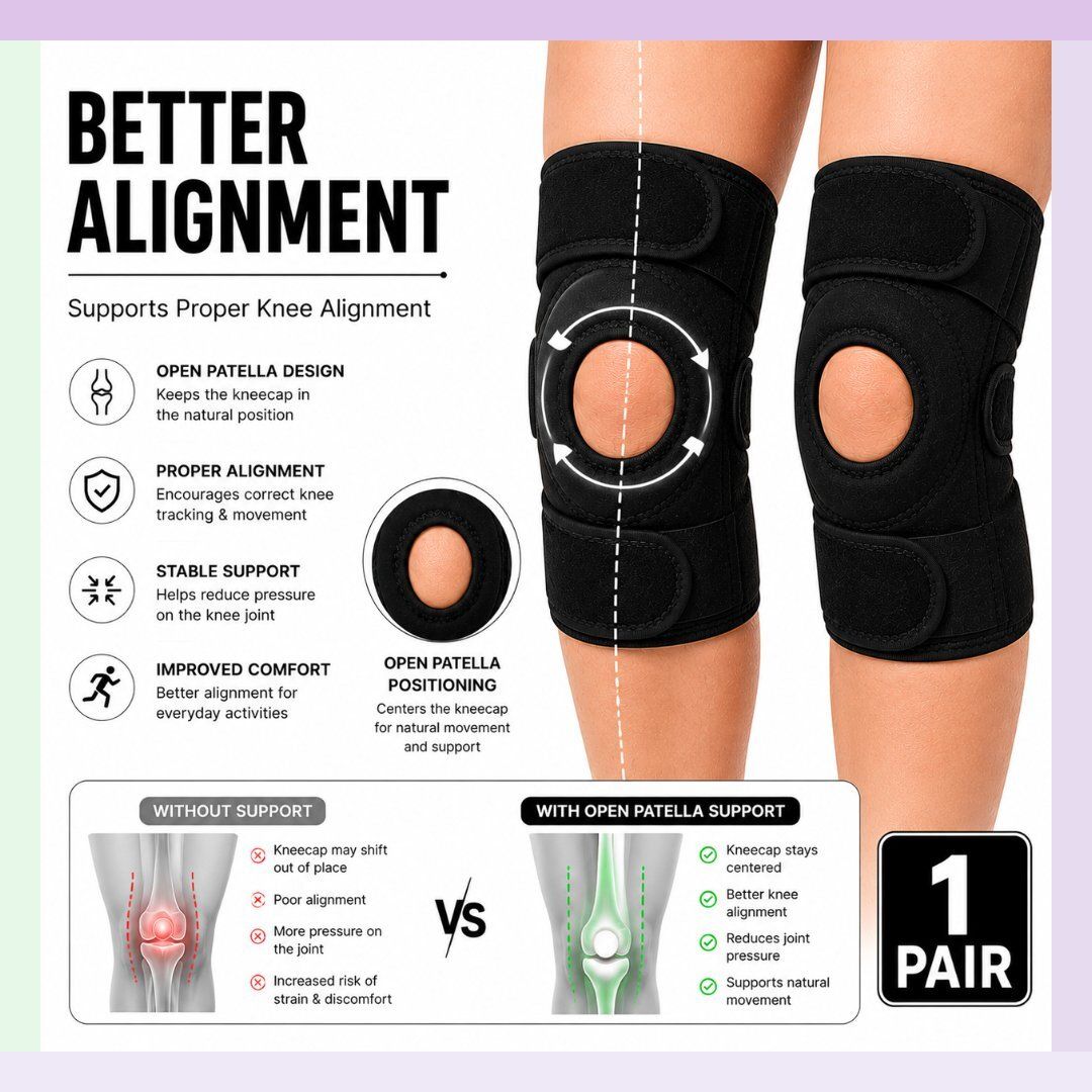 1 Pair Neoprene Breathable Knee Cap for Unisex Exercise Open Patella Calf Support-image-3