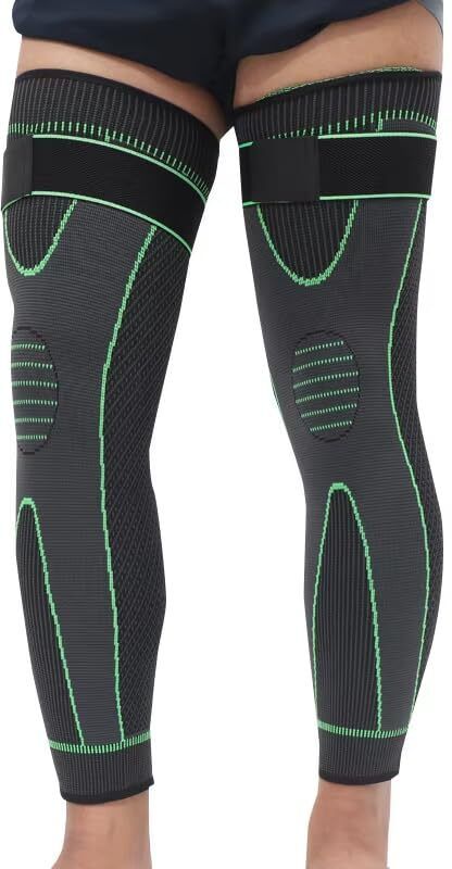 3D Vericose Vein Support Long Knee Calf Sleeves With Straps Knee Support-image-8