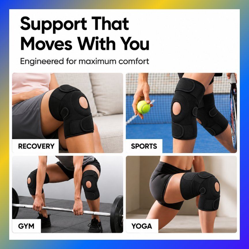 1 Pair Neoprene Adjustable Knee Brace for Men Women Fitness Black Calf Support-image-41