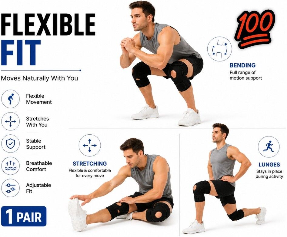 1 Pair Neoprene Flexible Knee Cap for Unisex Sports Compression Fit Calf Support-image-4