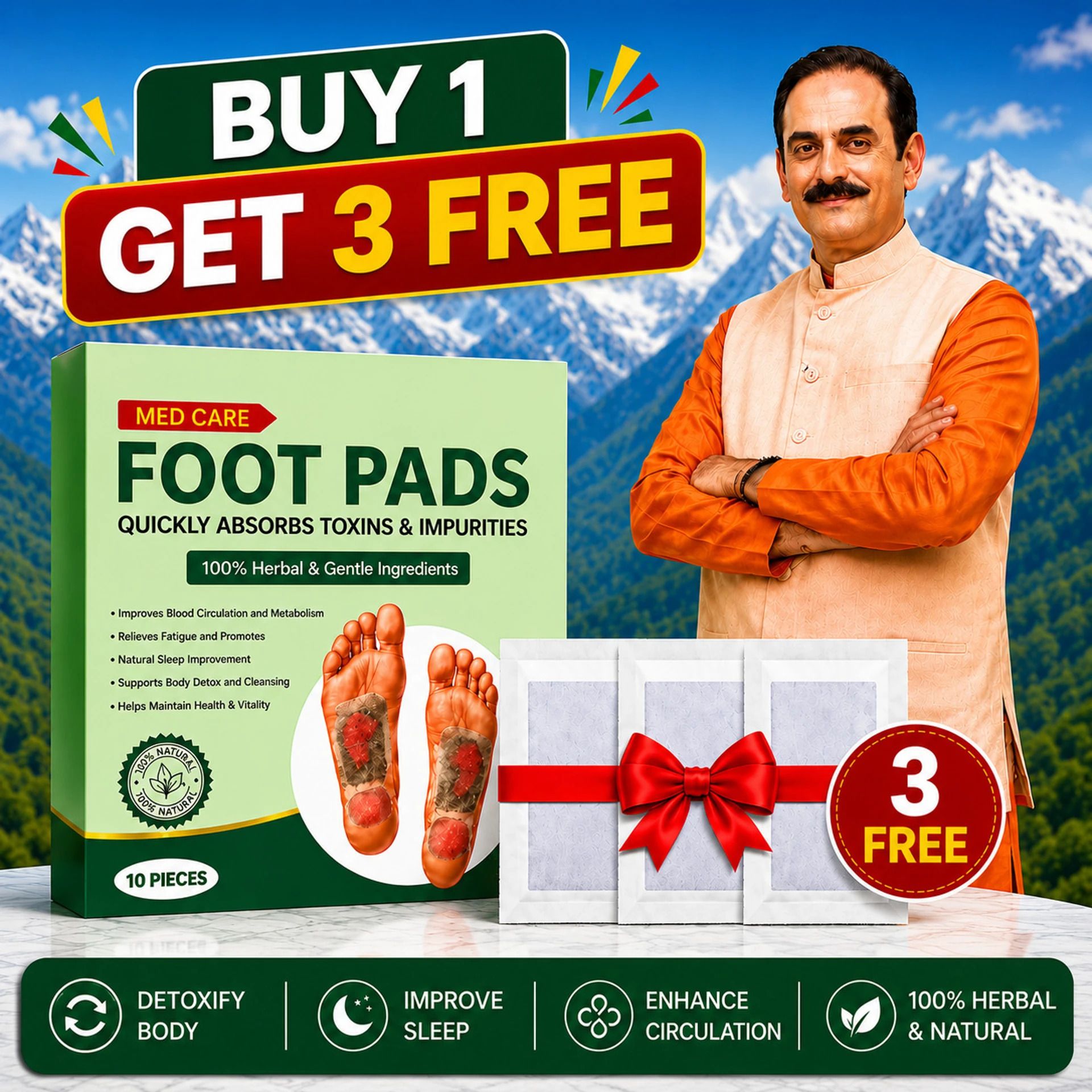 VR TREND Detox Foot Patches Night Time Foot Care For Morning Fresh Feel (Gold) Foot Support-image-14