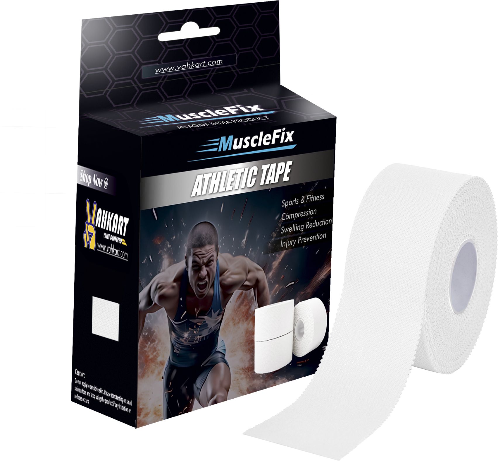 musclefix Athletic Tape for Ankle, Wrist & Joint Protection (2.5 cm * 13.7 m, White) Knee Support-picture-28