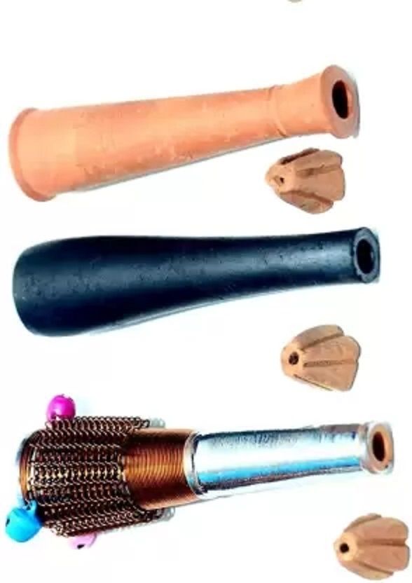 Smooth Clay Shiva Chillum ,hookha,chillam,chilam,sulpe pack of 3 Silver, Black, Brown Terracotta Surahi-image-9