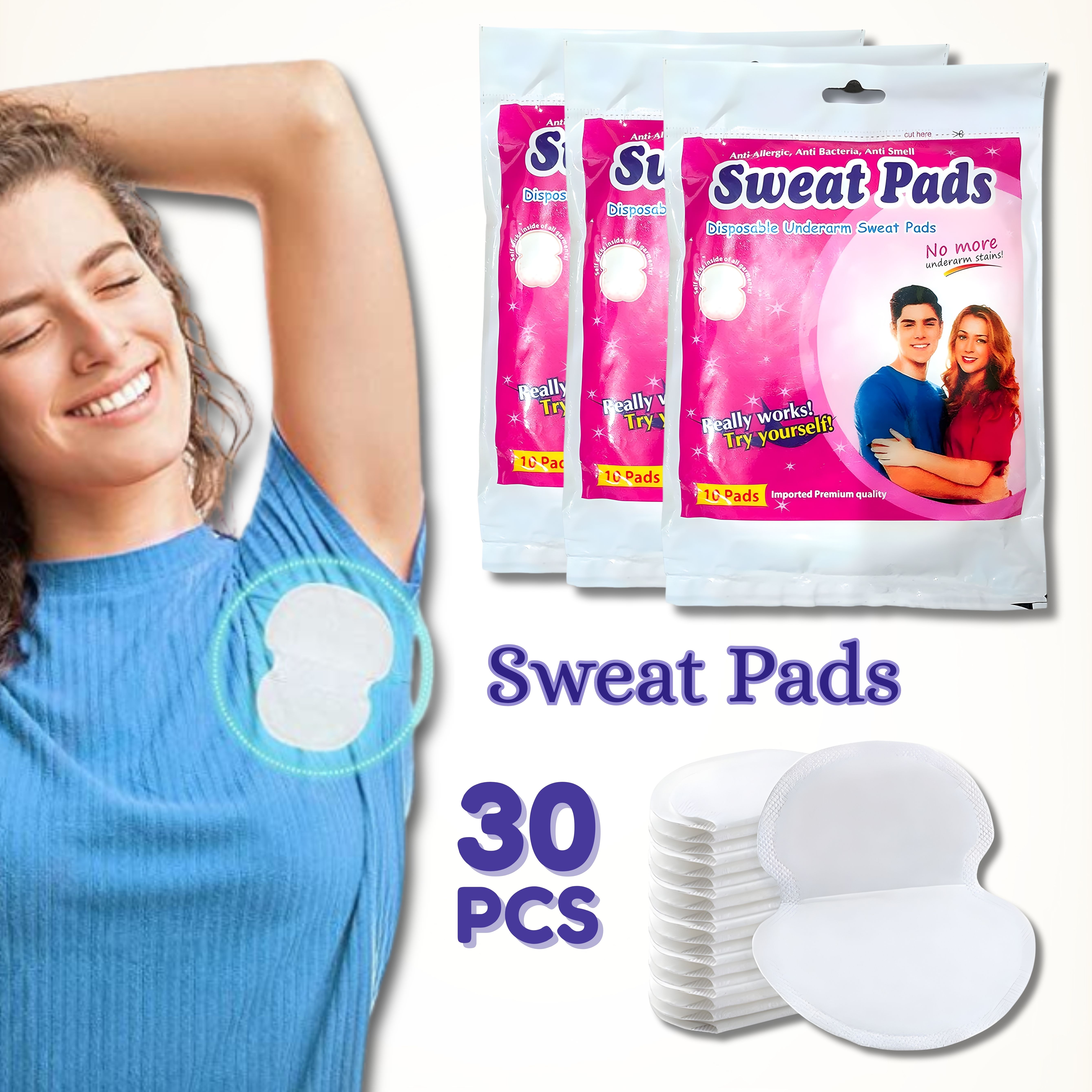Underarm Sweat Pads for Sweat Absorption & Odor Control (Pack of 30) Sweat Pads-image-19