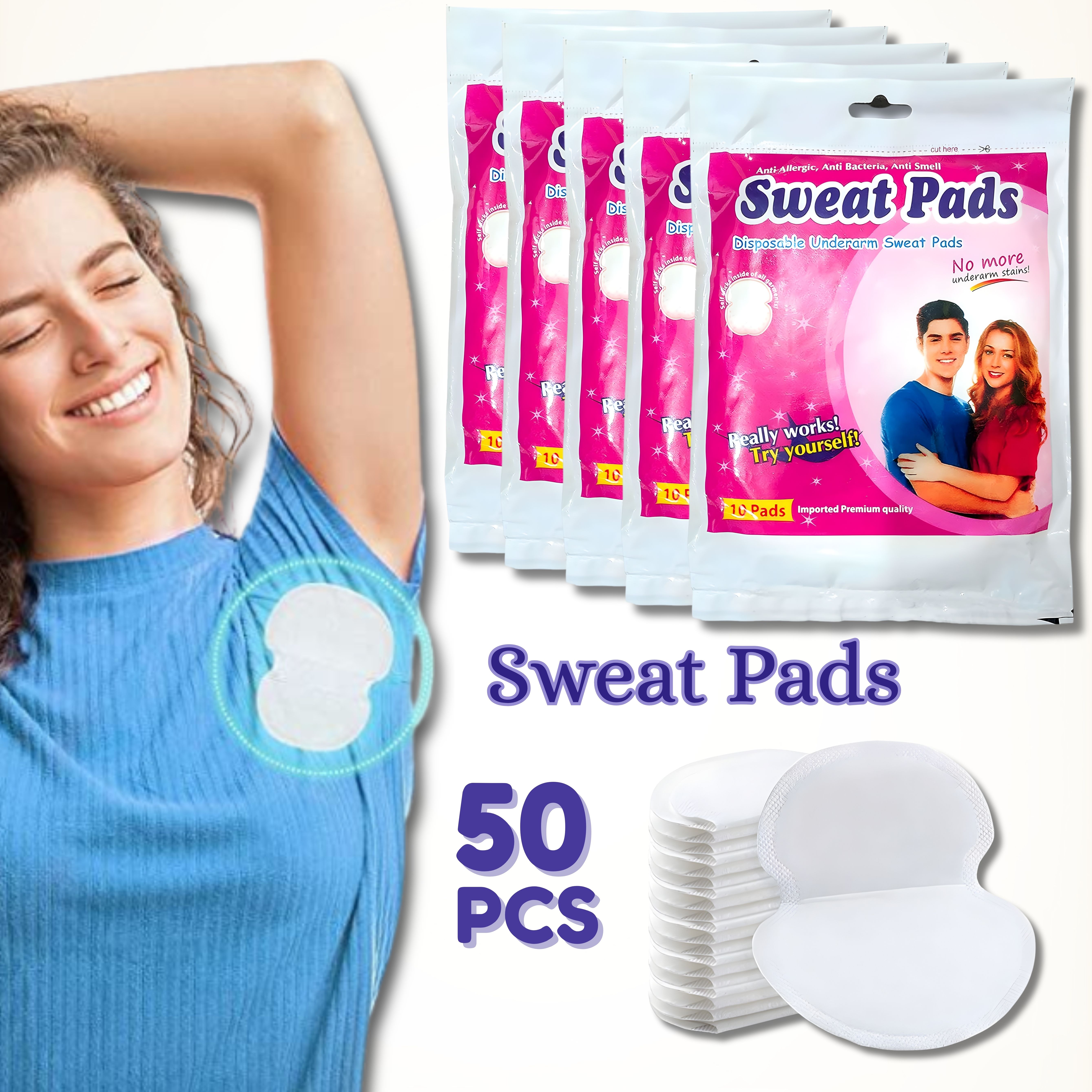 Underarm Sweat Pads for Sweat Absorption & Odor Control (Pack of 50) Sweat Pads-image-20