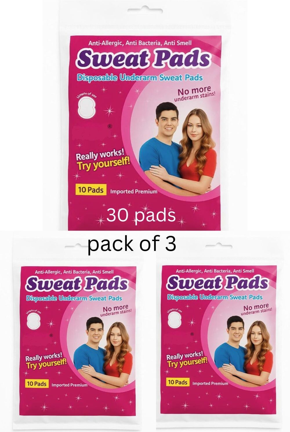 swexim Disposable Underarm Sweat Pads for Men and Women, 30 Pads Cotton Anti Allergic Sweat Pads-picture-14