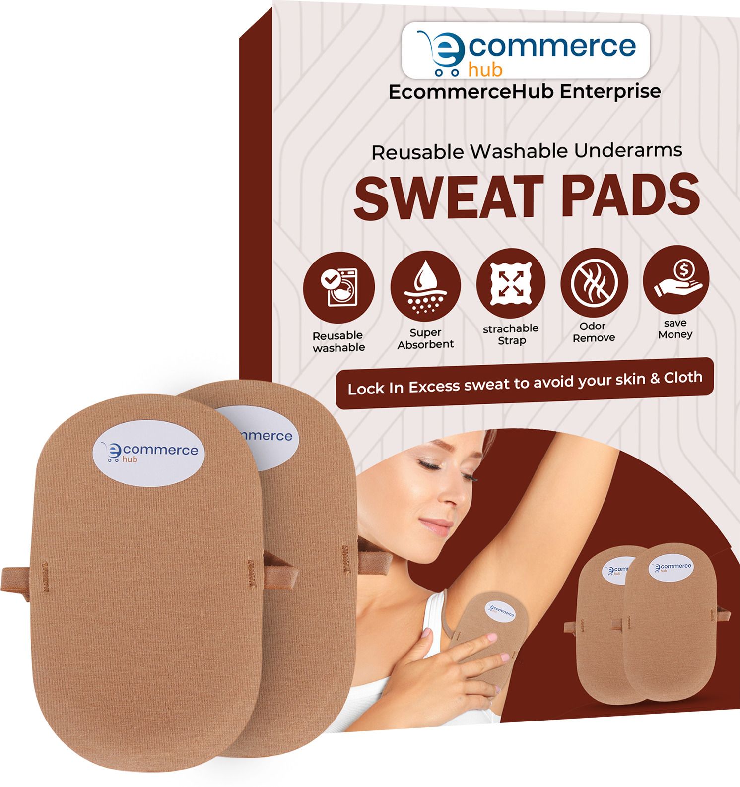 Reusable Washable Underarms Sweat Pads for Men & Women, Odor-blocking Sweat Pads