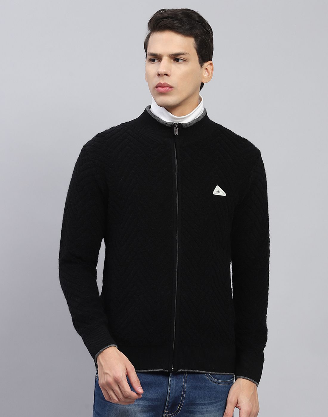 monte carlo Men Self Design High Neck Black Sweater-picture-14