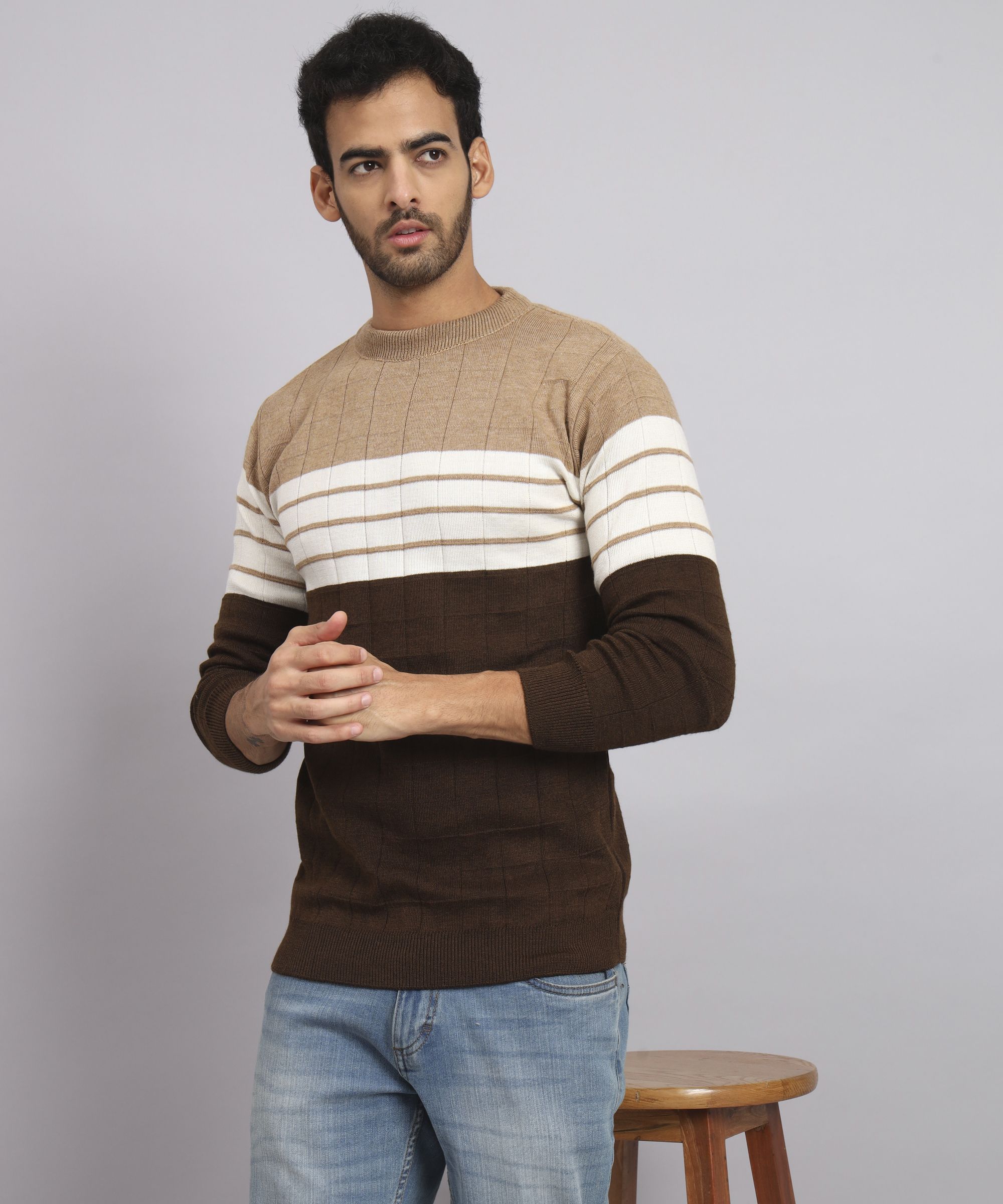 silvanus Men Woven Round Neck Multicolor Sweater-picture-23
