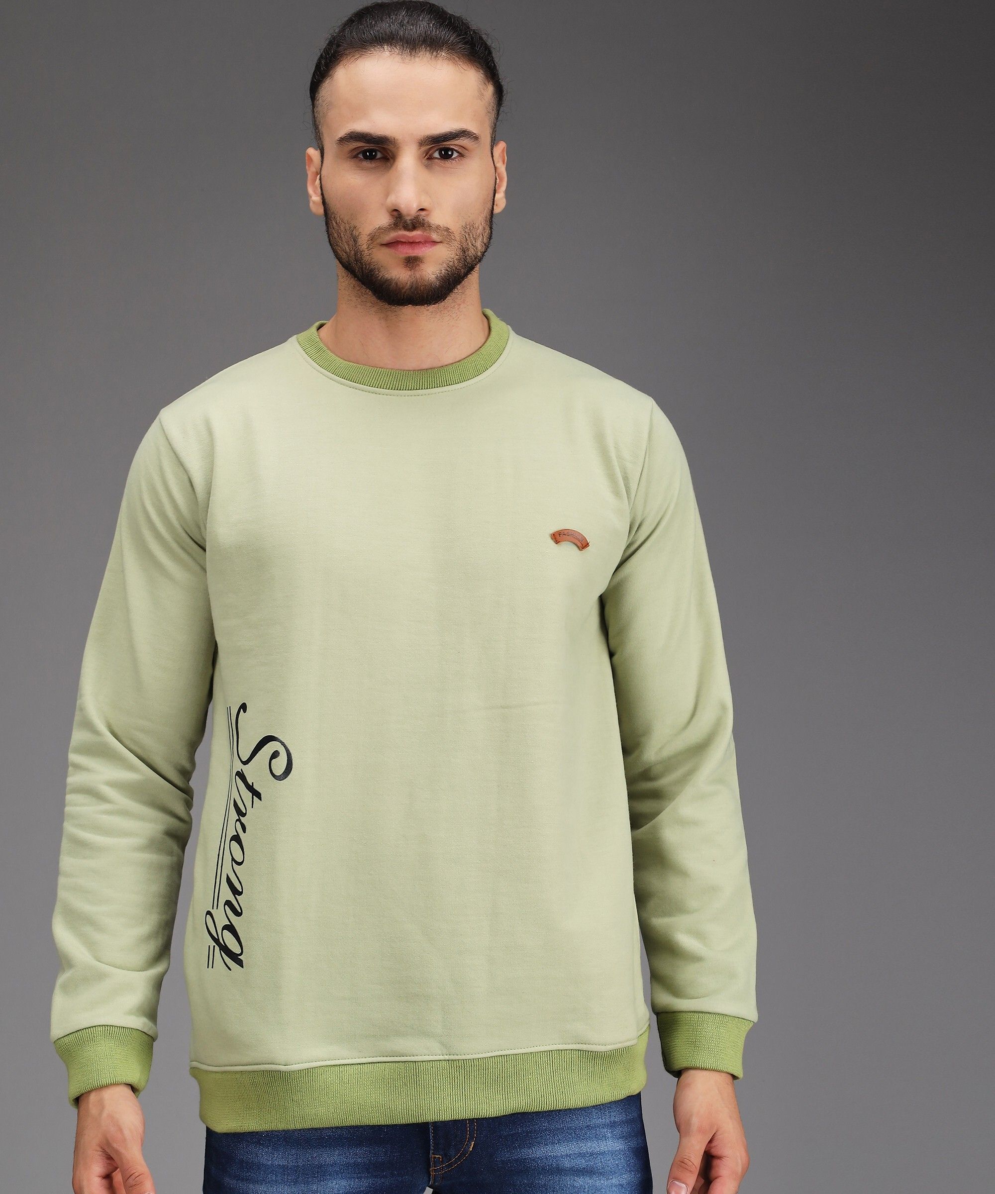 hemlock Men Printed Round Neck Light Green Sweater-picture-18