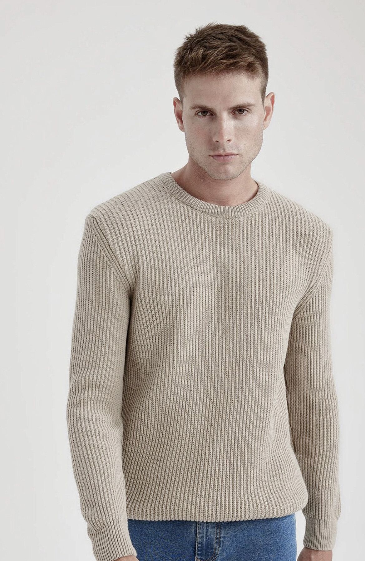 hifzaa Men Striped Round Neck Beige Sweater-picture-16