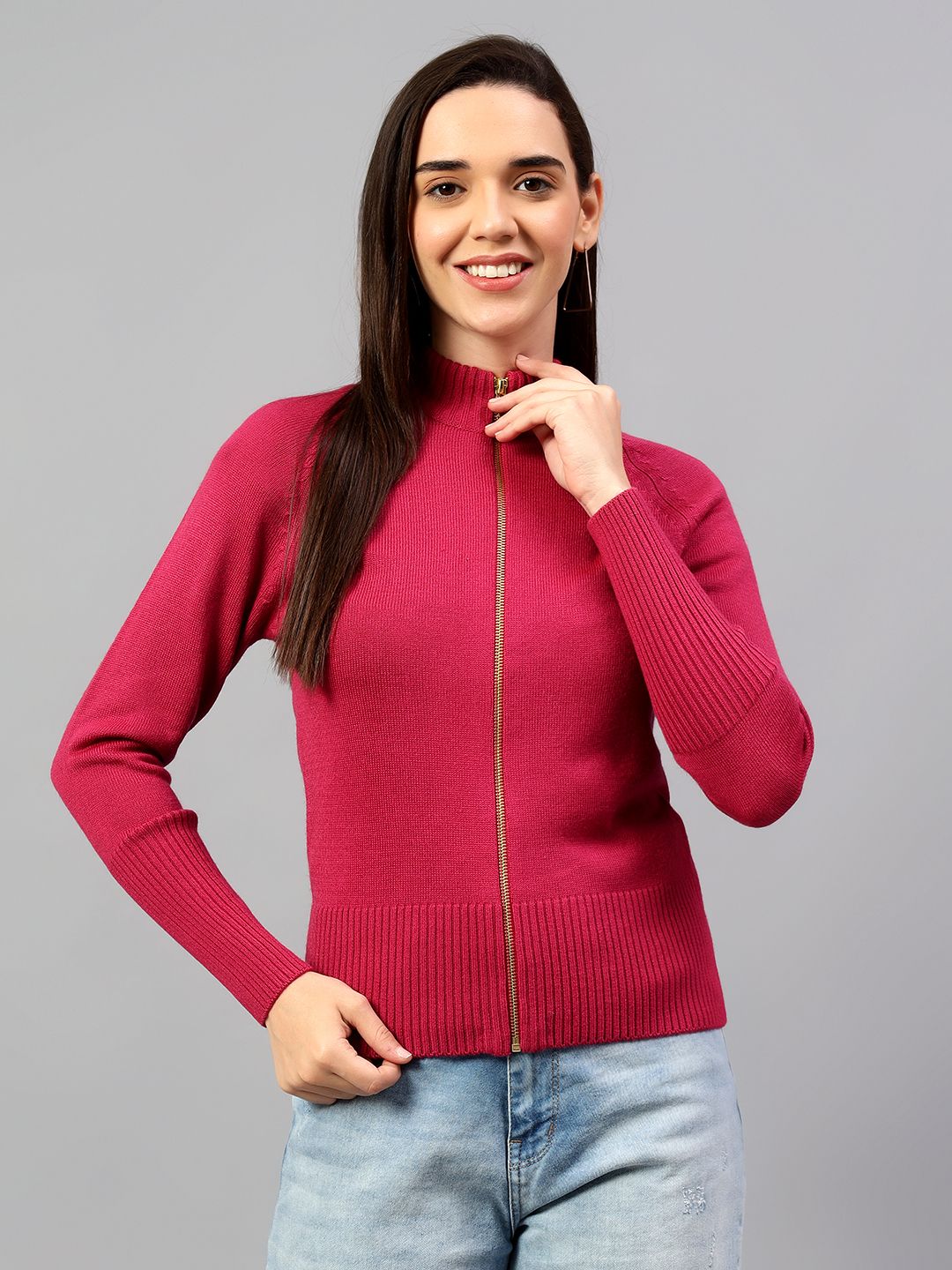cantabil Men Solid High Neck Pink Sweater-picture-25