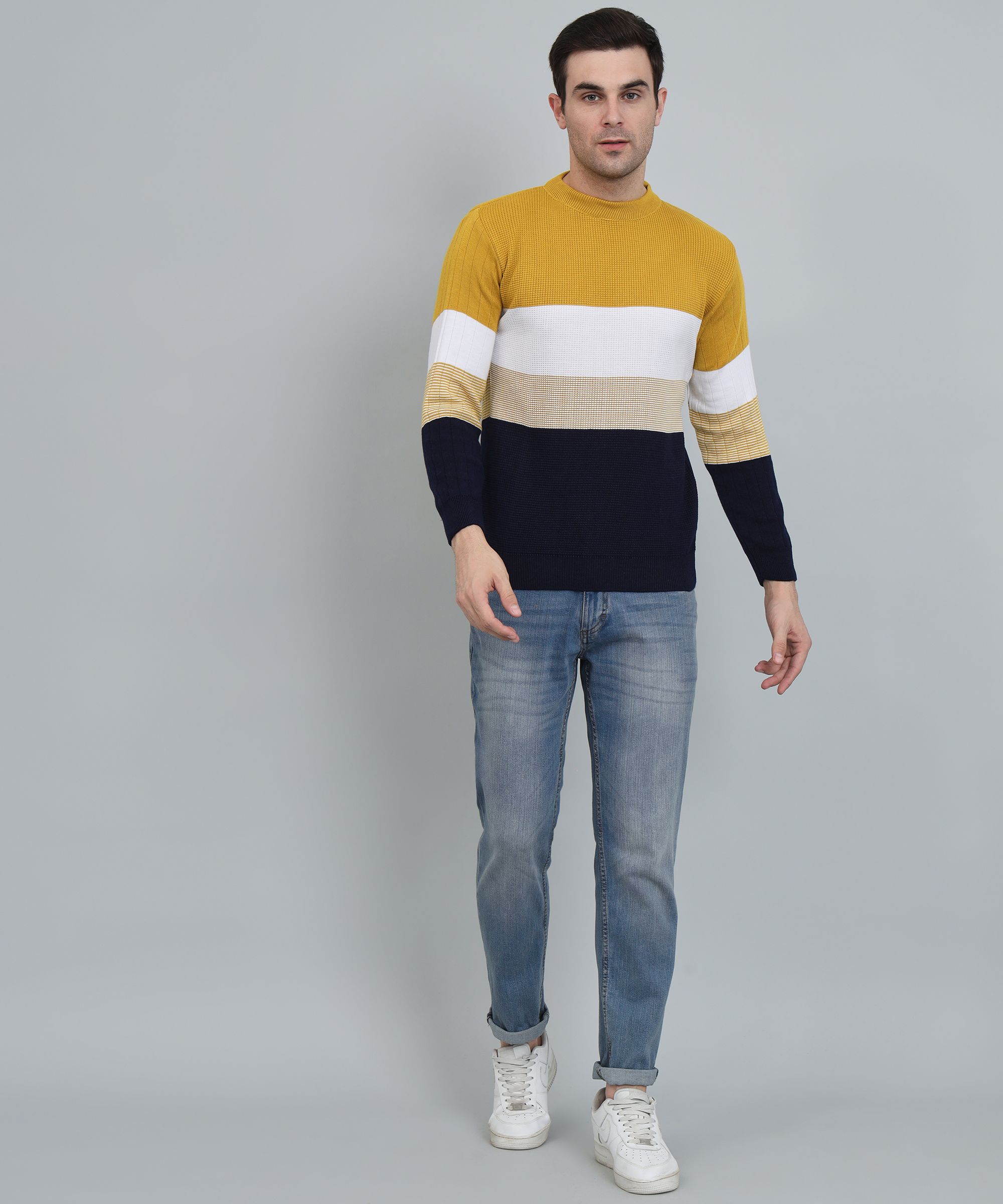 willey Men Colorblock Round Neck Multicolor Sweater-picture-25