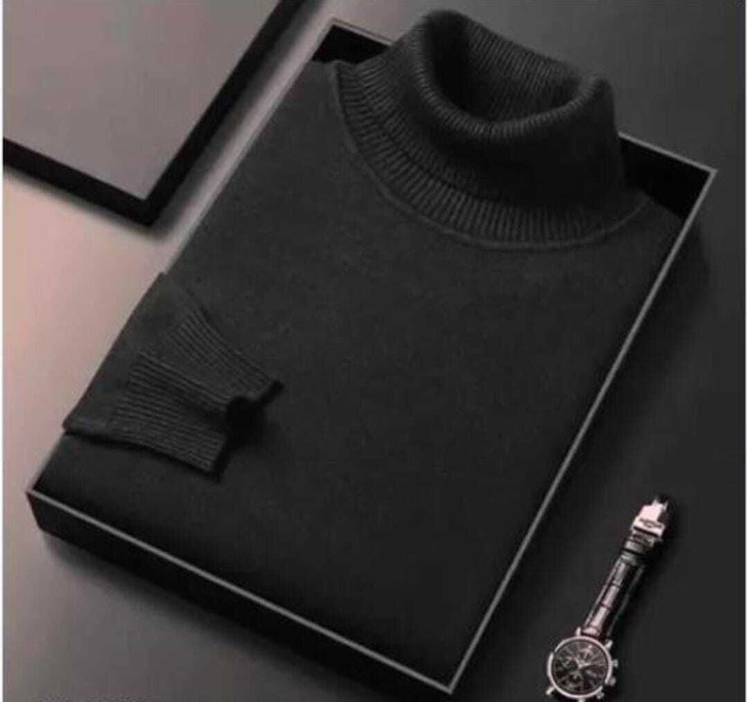 kiliyam Men Solid Round Neck Black Sweater-picture-20