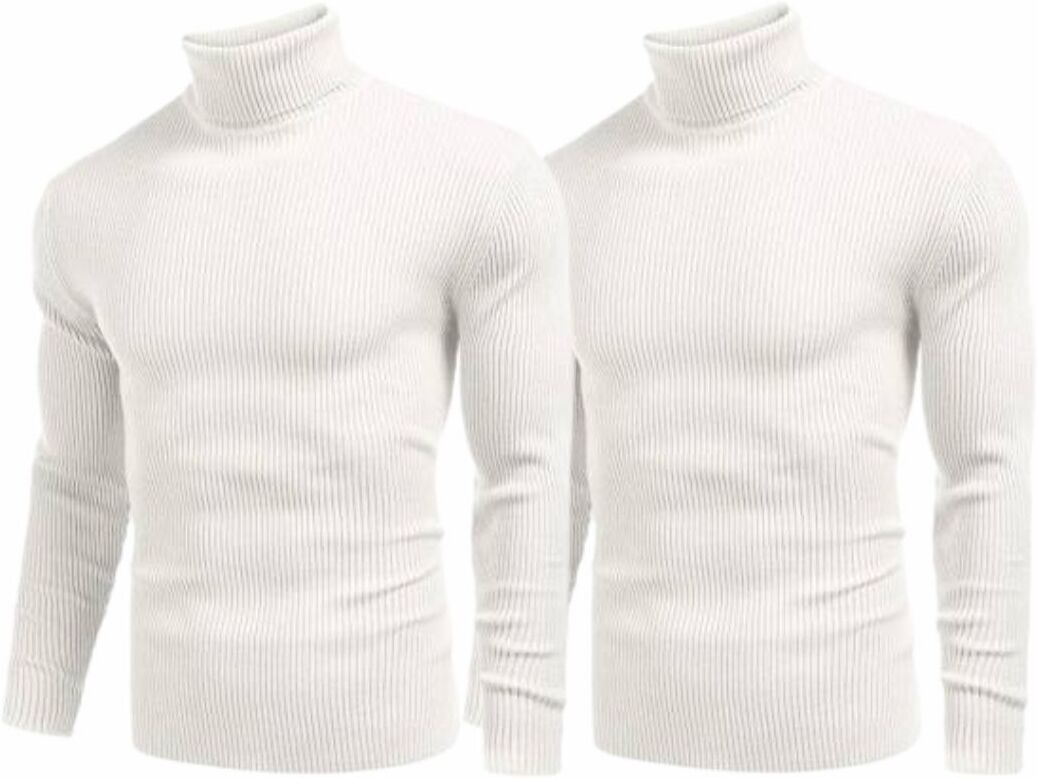 feverfew Men Woven High Neck White Sweater-picture-26