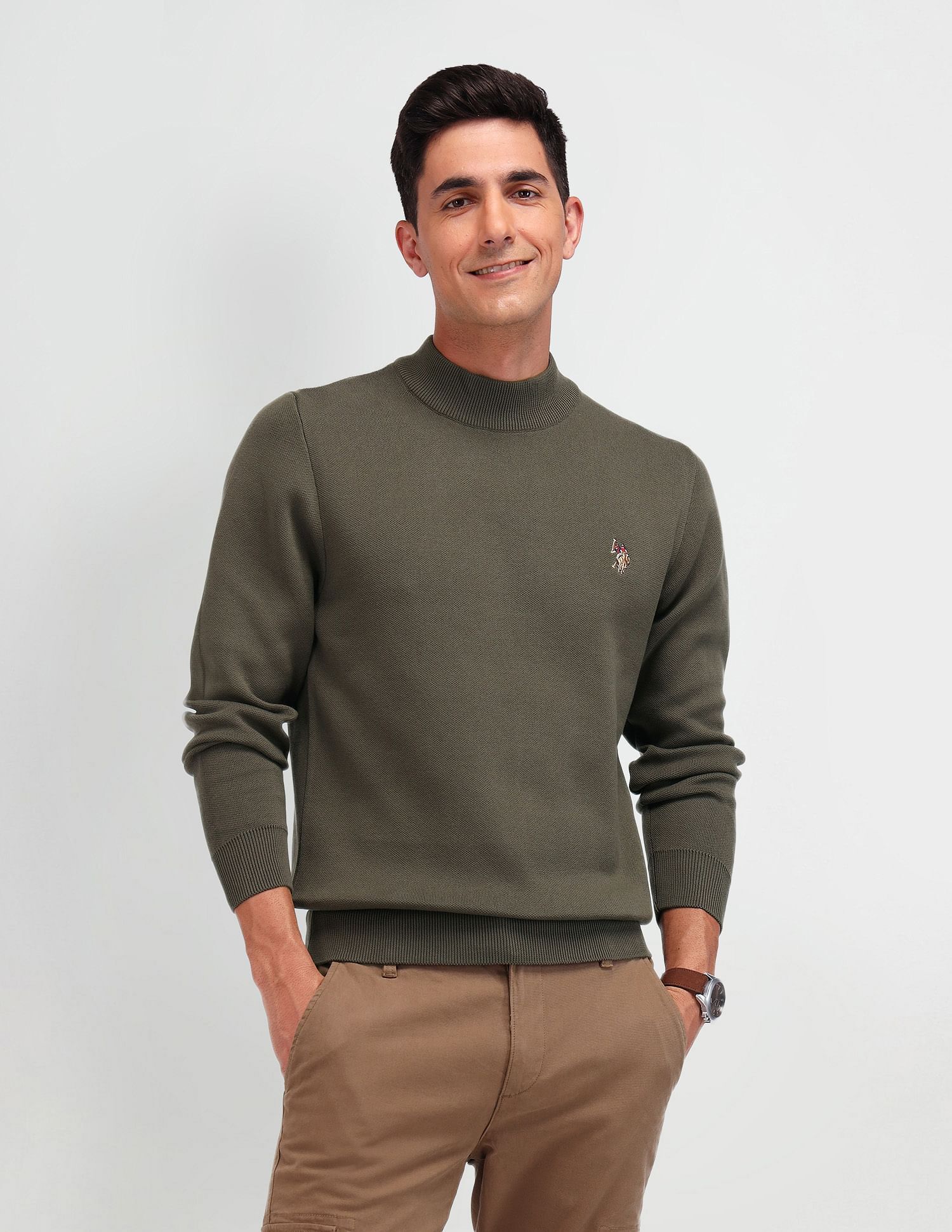 u.s. polo assn. denim co. Men Solid High Neck Purple Sweater-picture-21