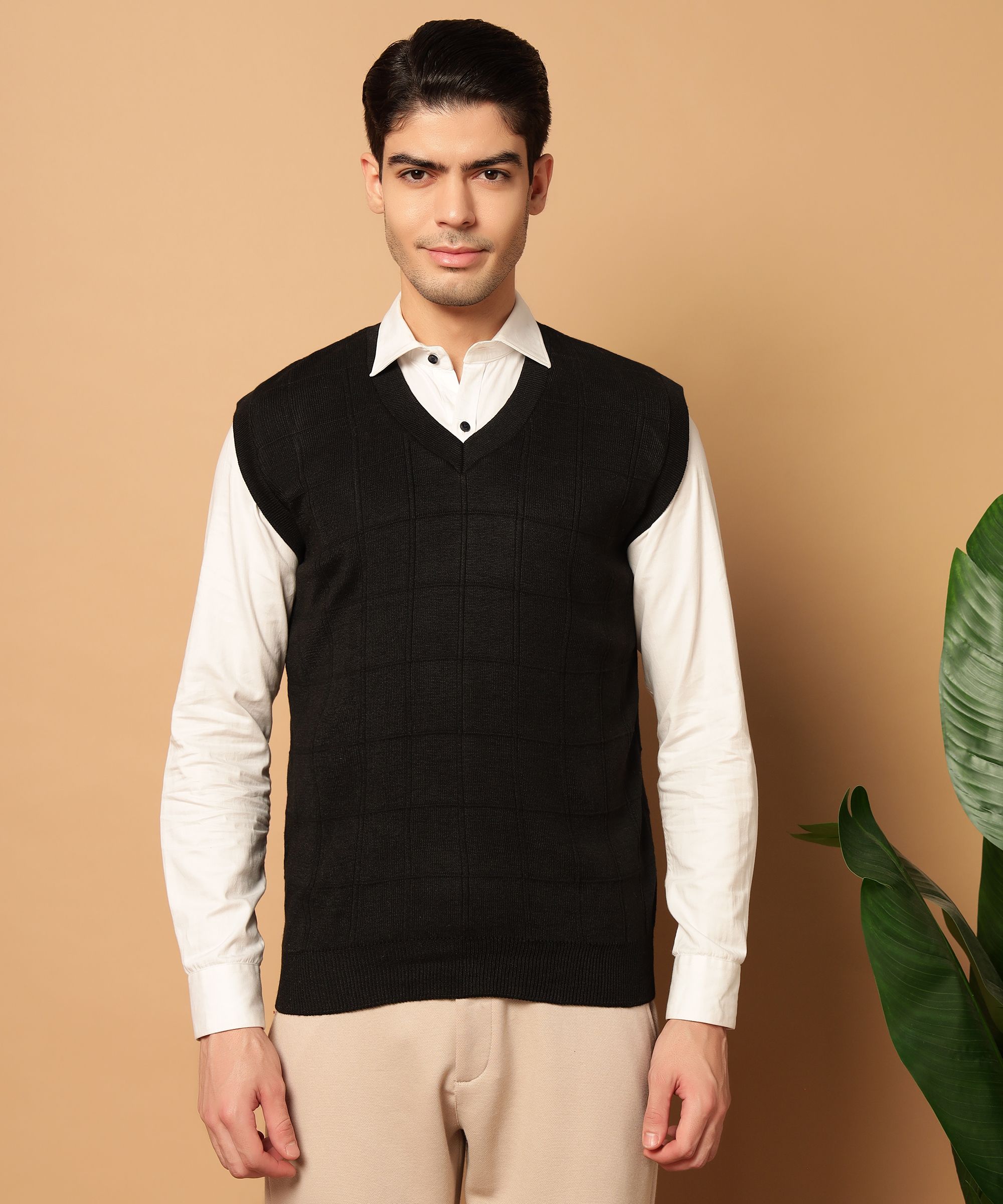 willey Men Self Design V Neck Multicolor Sweater-picture-3
