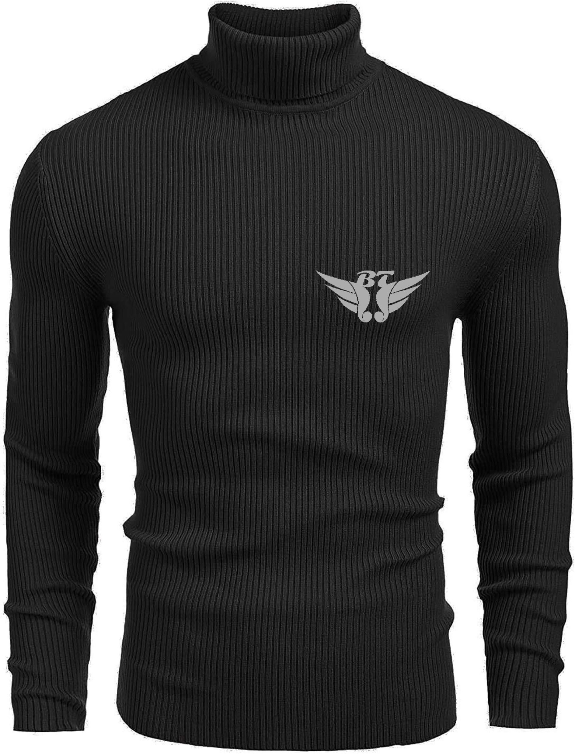 bello toko Men Solid Turtle Neck Black Sweater-picture-19