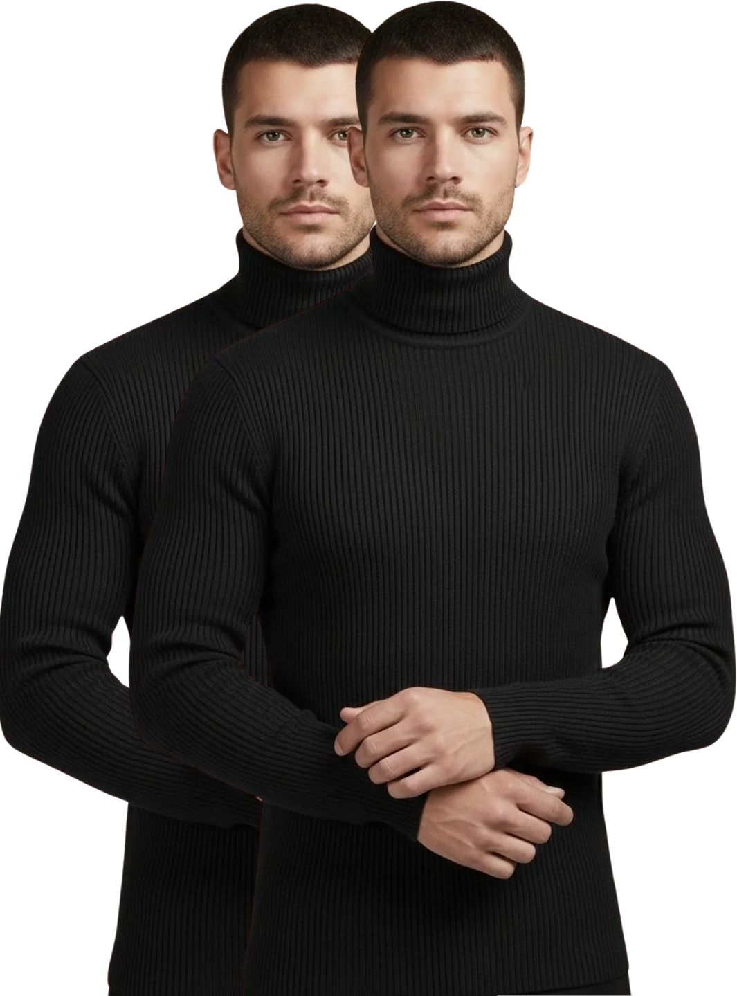 olene Men Solid Turtle Neck Black, Black Sweater-picture-40