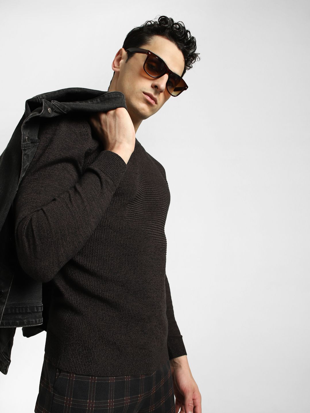 jack & jones Men Solid Round Neck Brown Sweater-picture-25