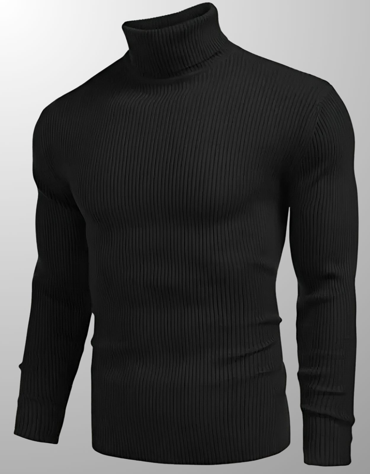 looks united Men Self Design High Neck Black Sweater-picture-13