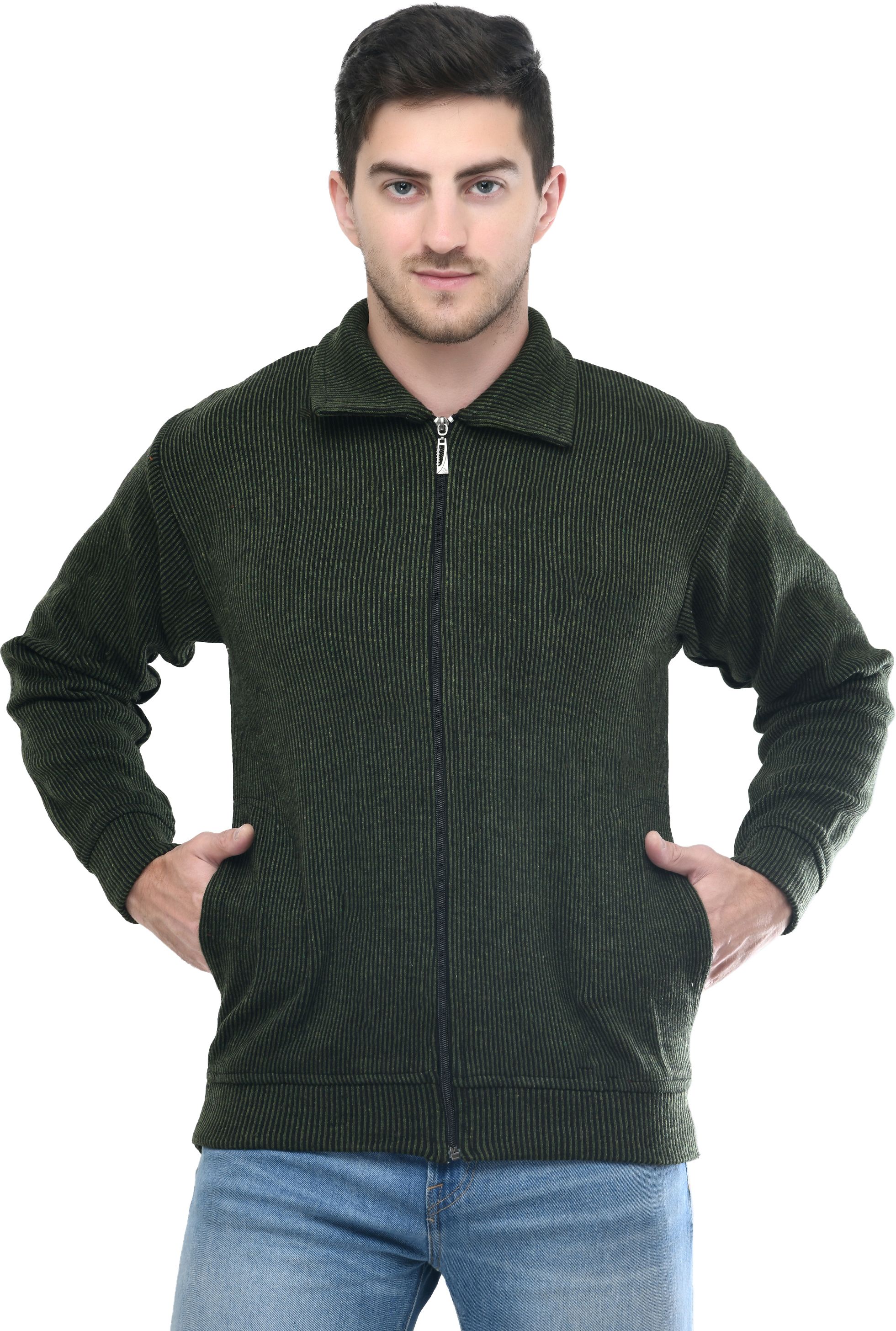 life and style Men Striped Collared Neck Green Sweater-picture-27