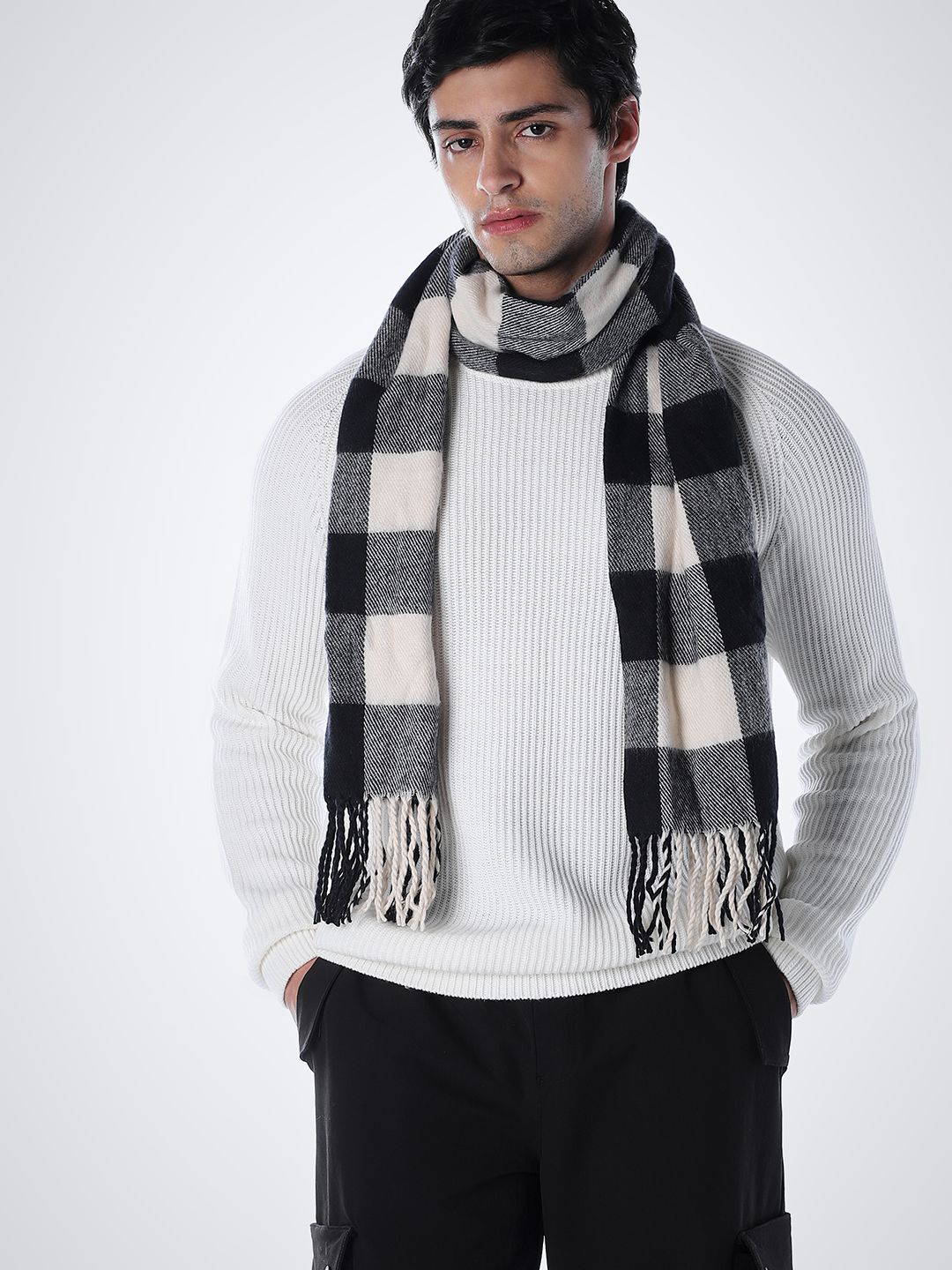 jack & jones Men Self Design Crew Neck White Sweater-picture-14