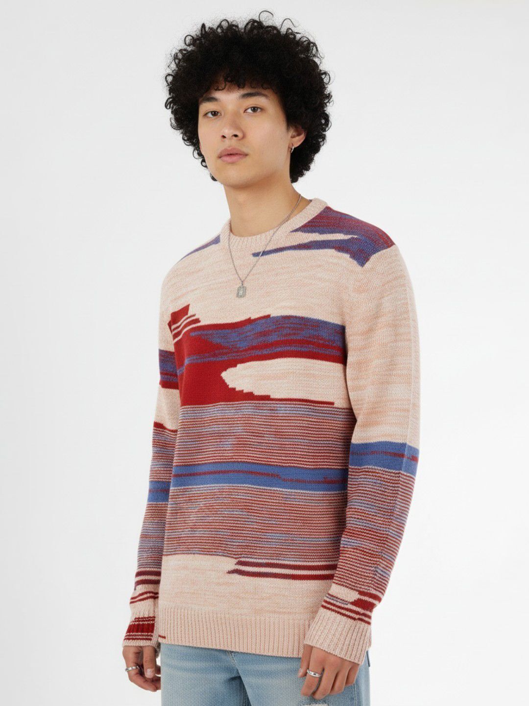 glitchez Men Printed Round Neck Orange Sweater-picture-15