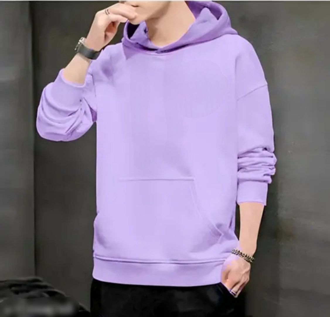 ashkart Men Solid Hooded Neck Purple Sweater-picture-17