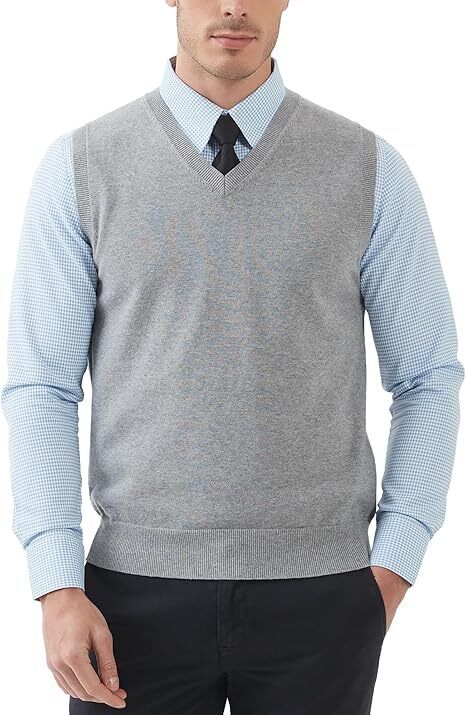 le arc Men Solid V Neck Grey Sweater-picture-16