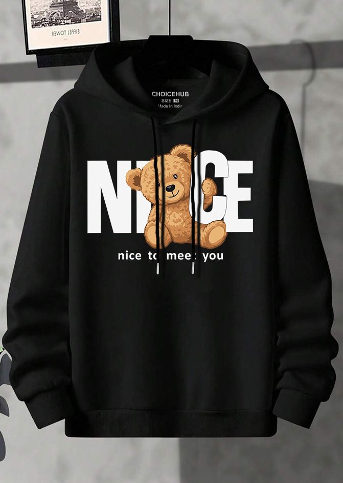choicehub Men Printed Hooded Neck Black Sweater-picture-15