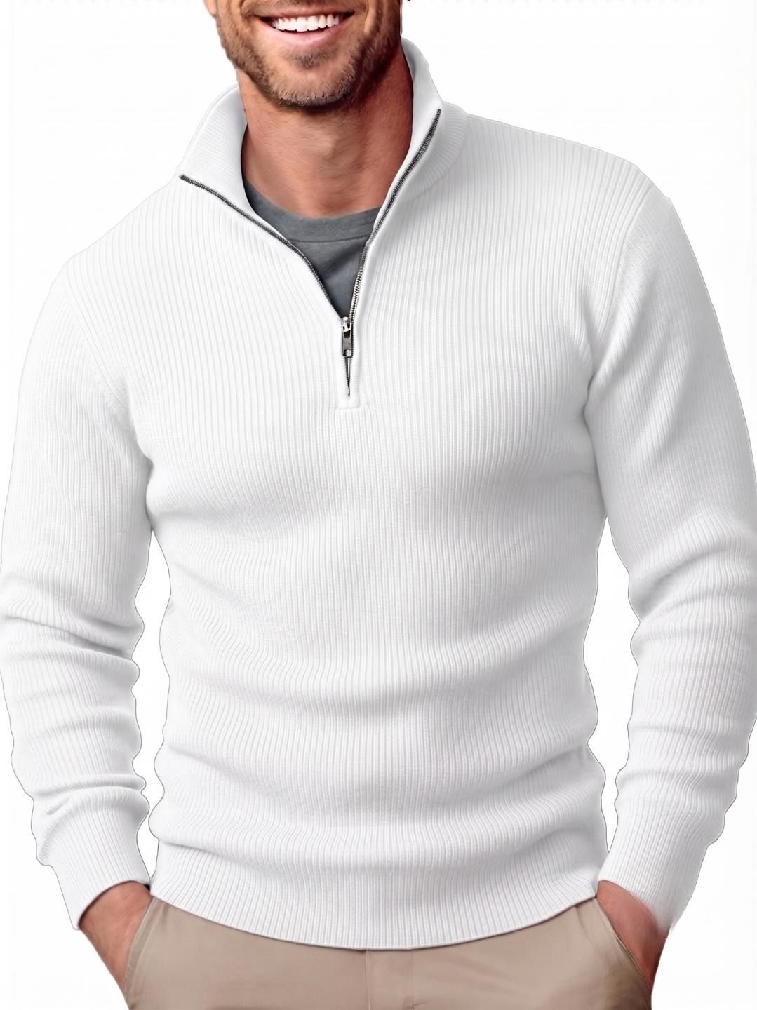 rably Men Solid High Neck White Sweater-picture-22