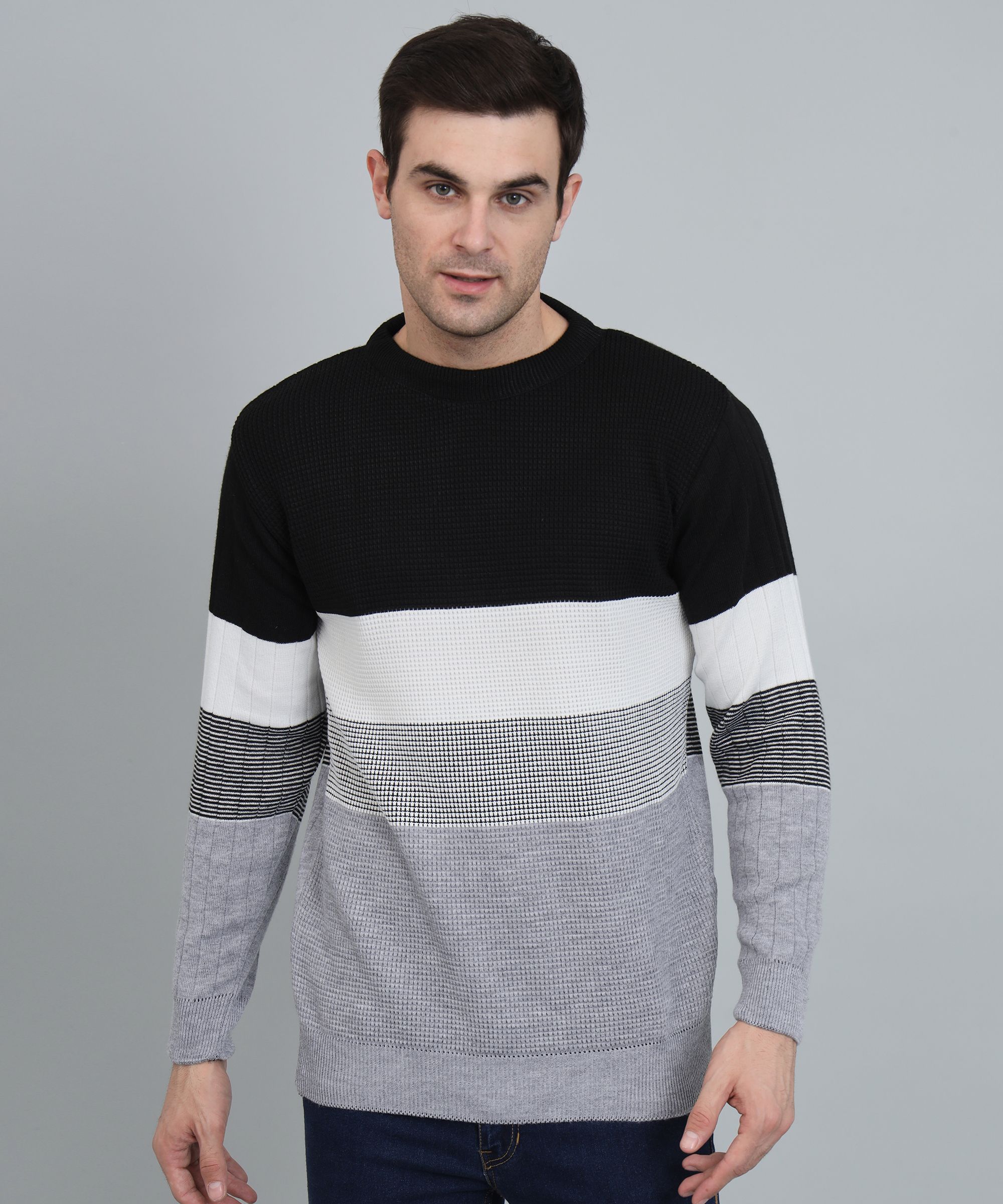 willey Men Colorblock Round Neck Multicolor Sweater-picture-16
