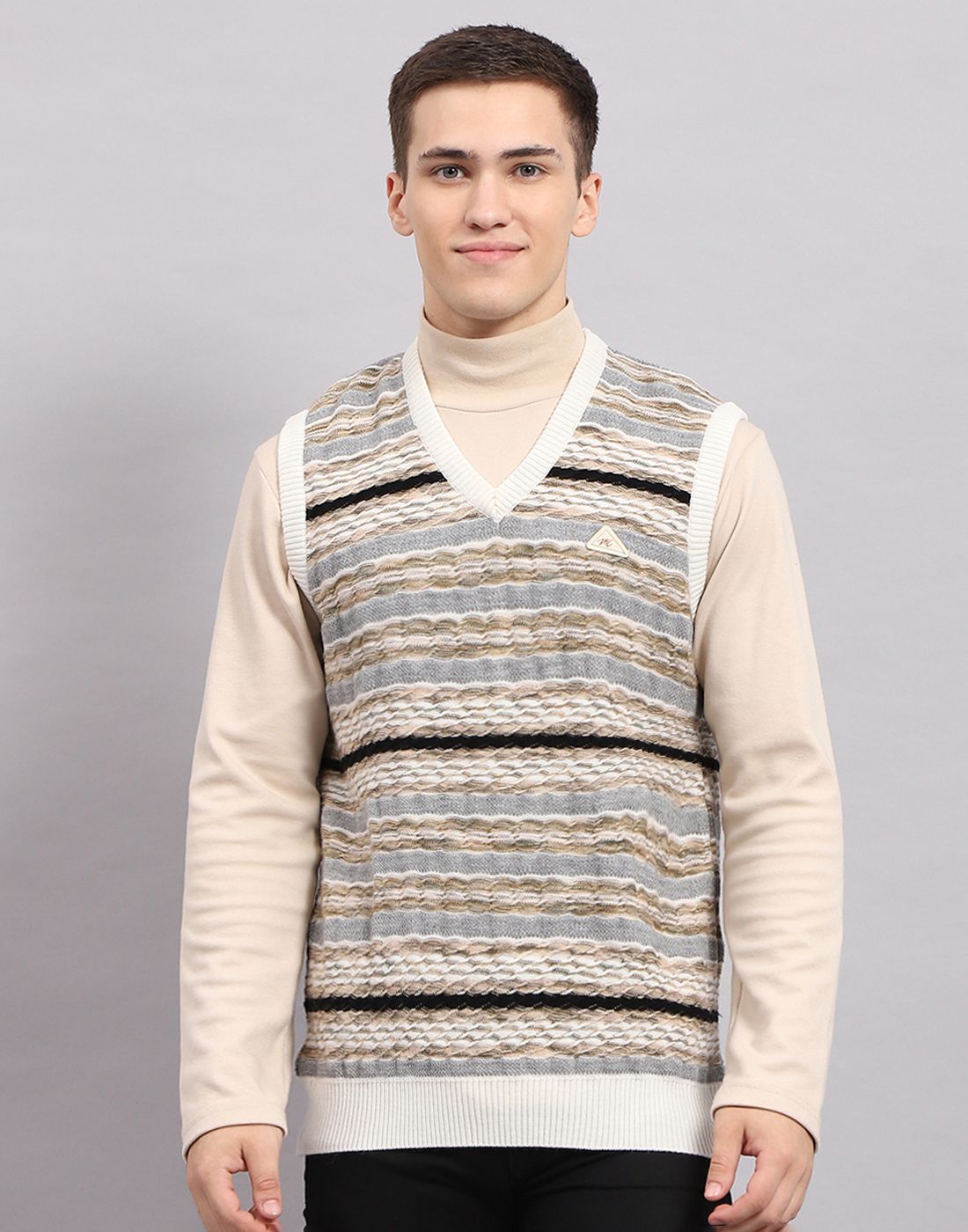 monte carlo Men Striped V Neck Multicolor Sweater-picture-36