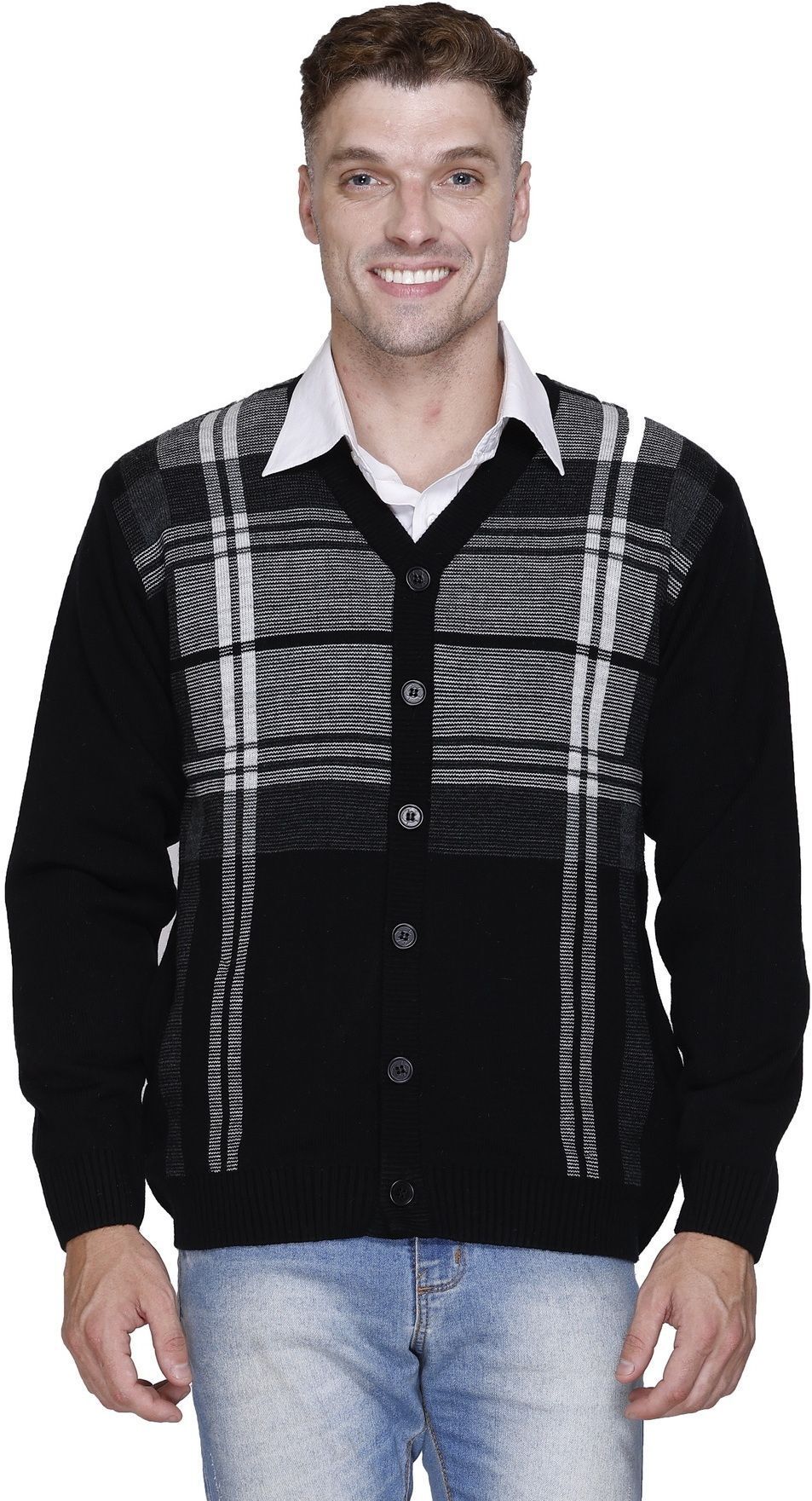 Men Geometric Print Multicolor Sweater-image-5
