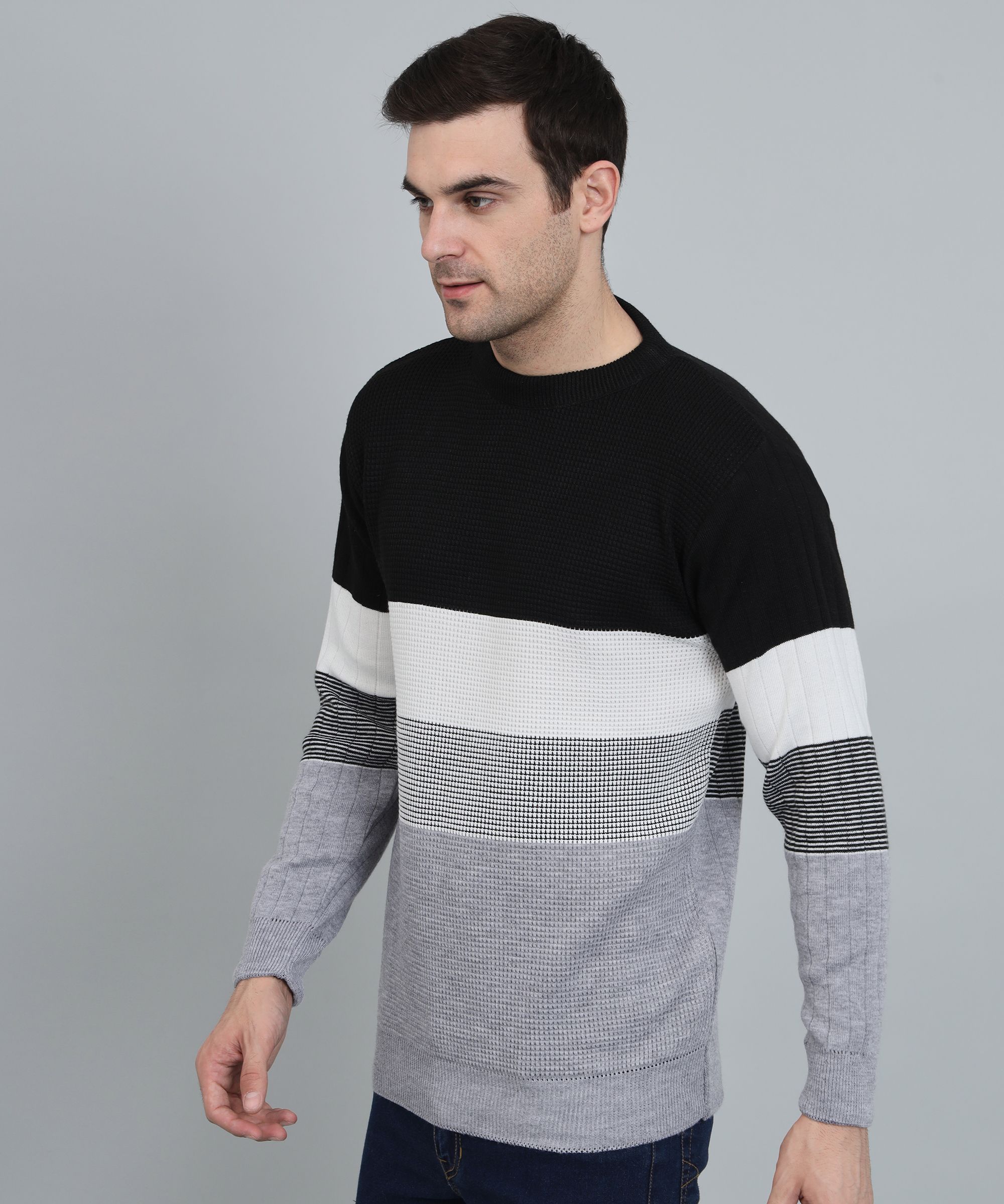 willey Men Striped Round Neck Multicolor Sweater-picture-21